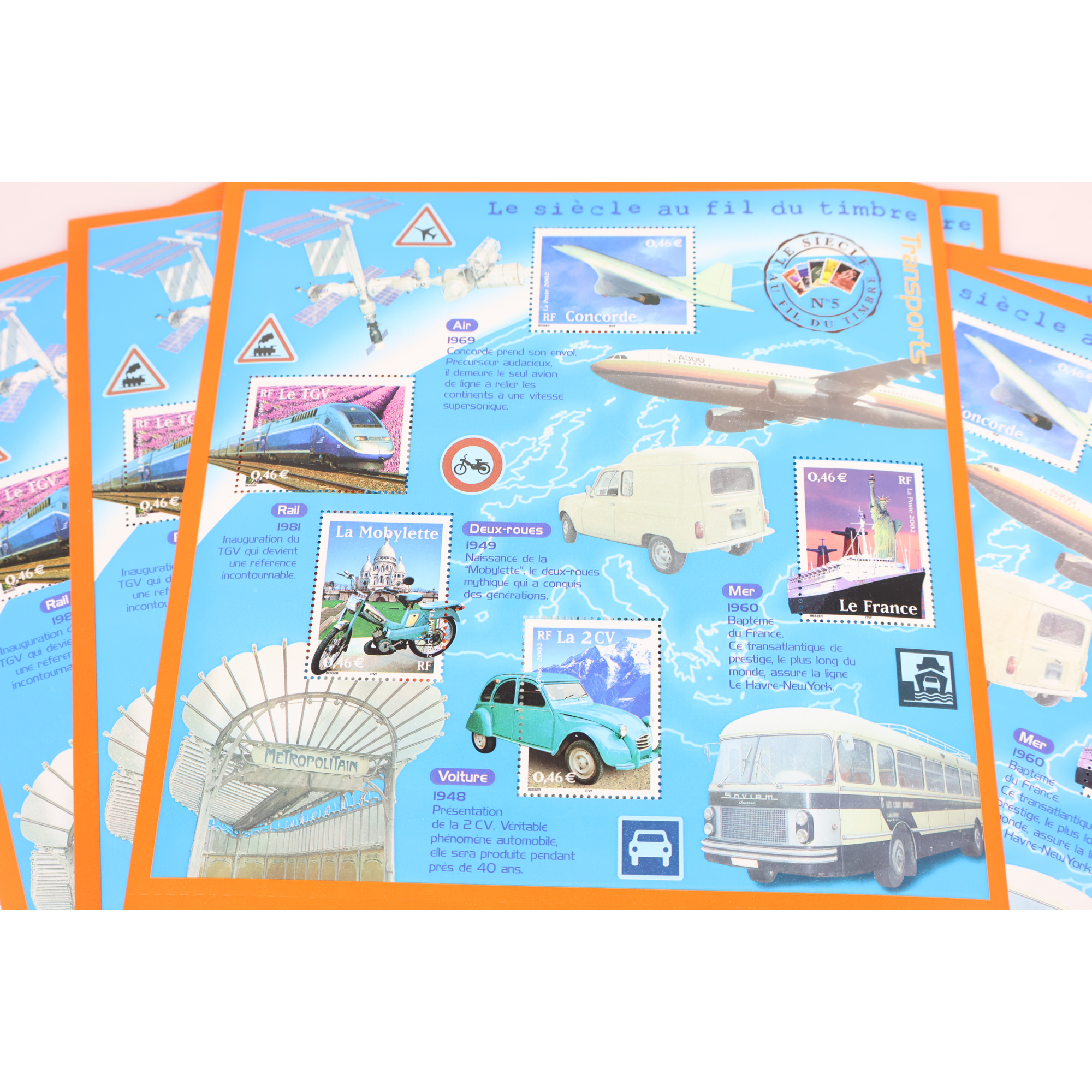 LOT 20 BLOCS N° 47 LE SIÈCLE AU FIL DU TIMBRE V, NEUFS** 0.46€ X 10 VF 92€