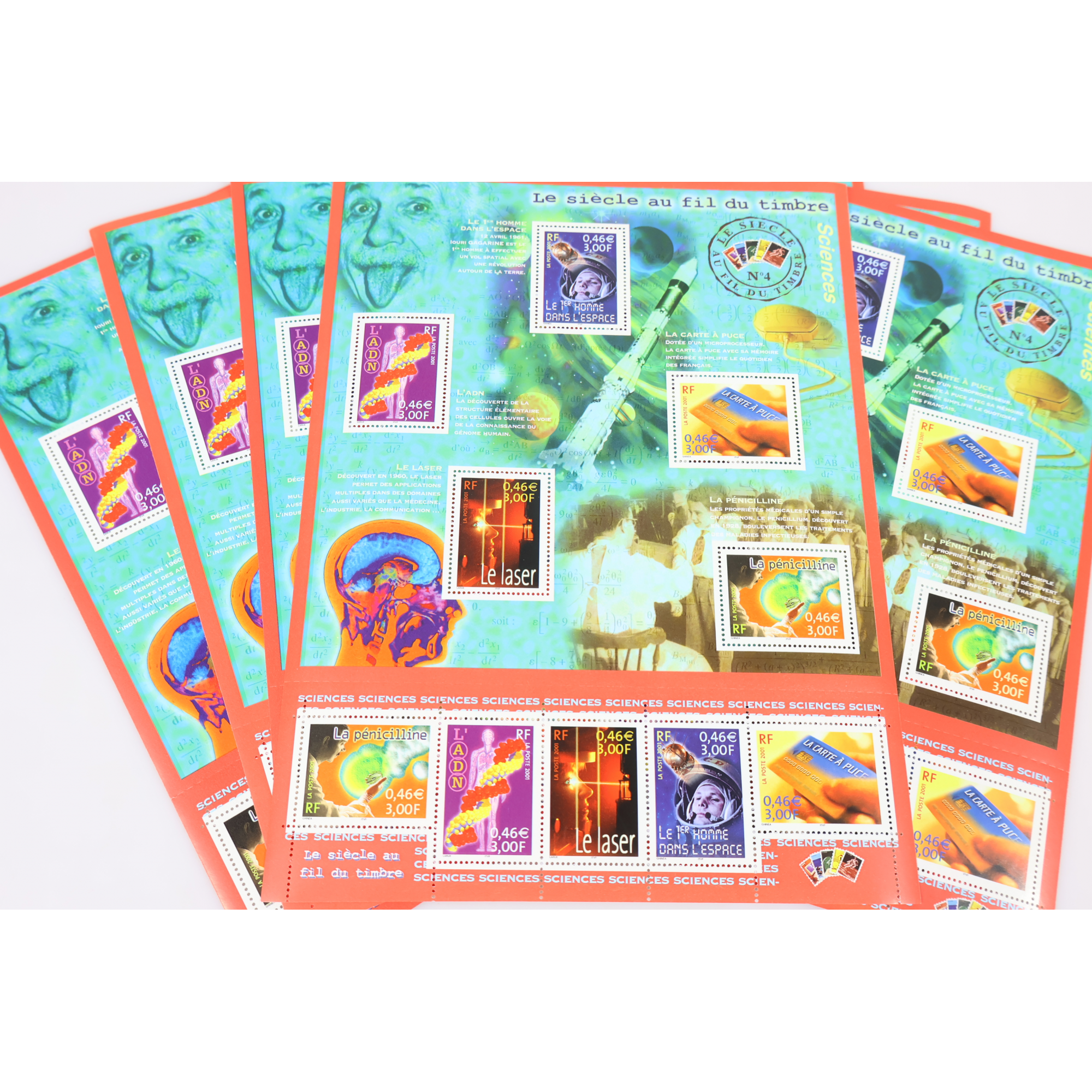 LOT 20 BLOCS N° 39 LE SIÈCLE AU FIL DU TIMBRE IV, NEUFS** 0.46€ X 10 VF 92€