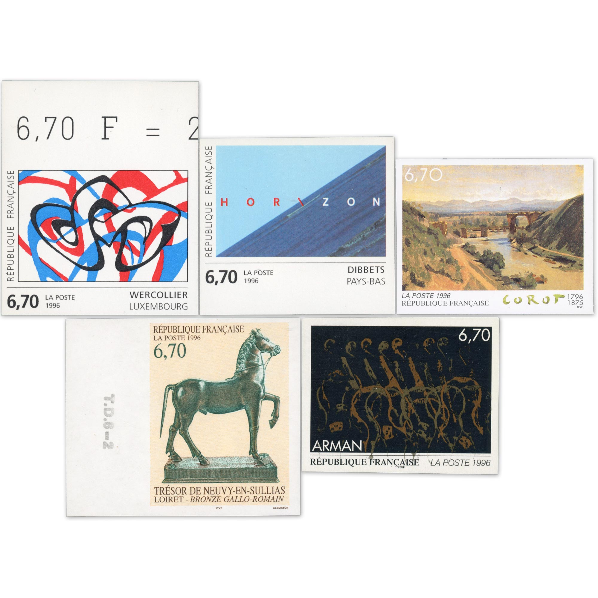 FRANCE NON DENTELÉS TIMBRES N°2986/2987/2989/3014/3023 NEUFS** BDF LUXE