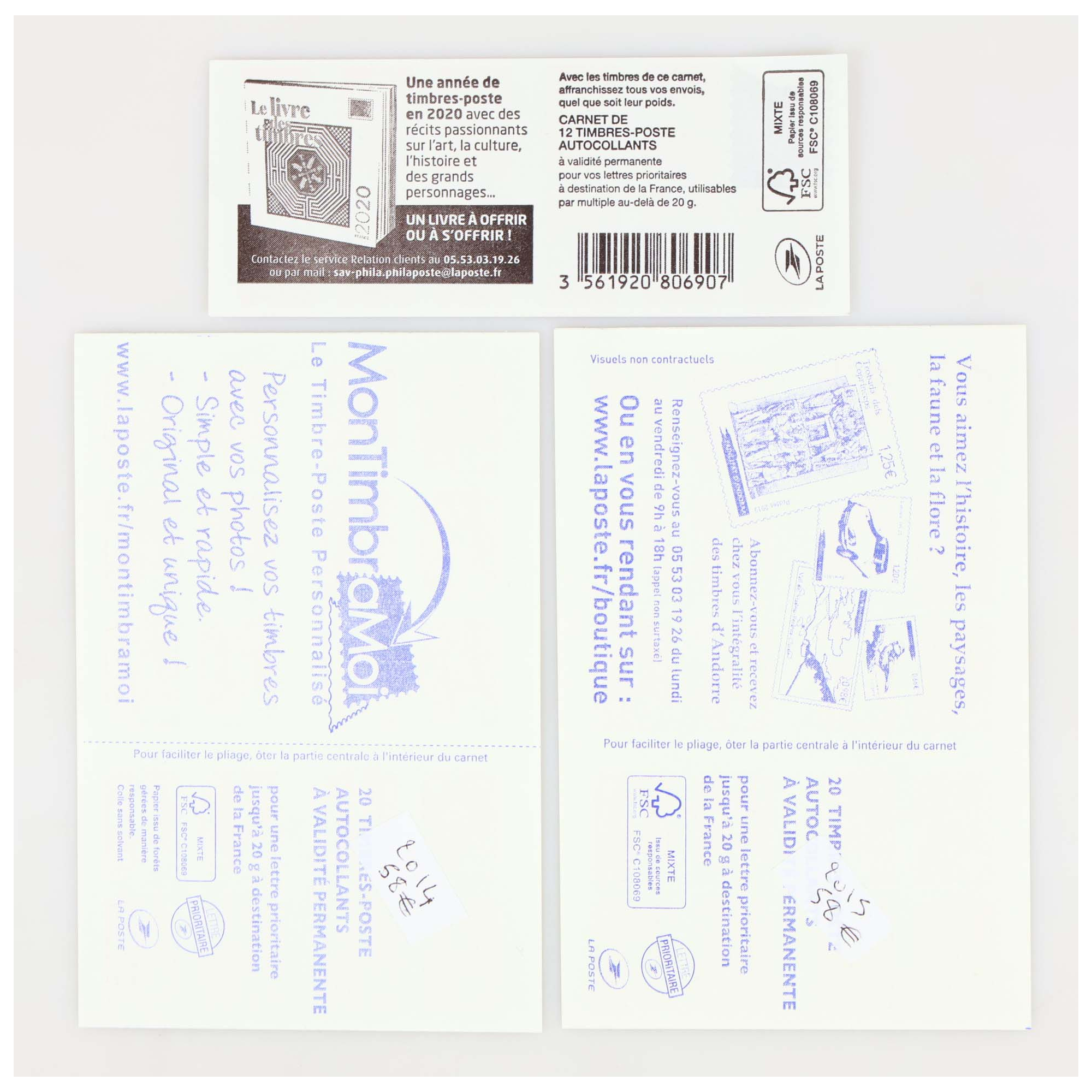 LOT DE 49 AFFRANCHISSEMENTS LETTRES PRIORITAIRES AVEC 3 CARNETS AUTODHÉSIFS