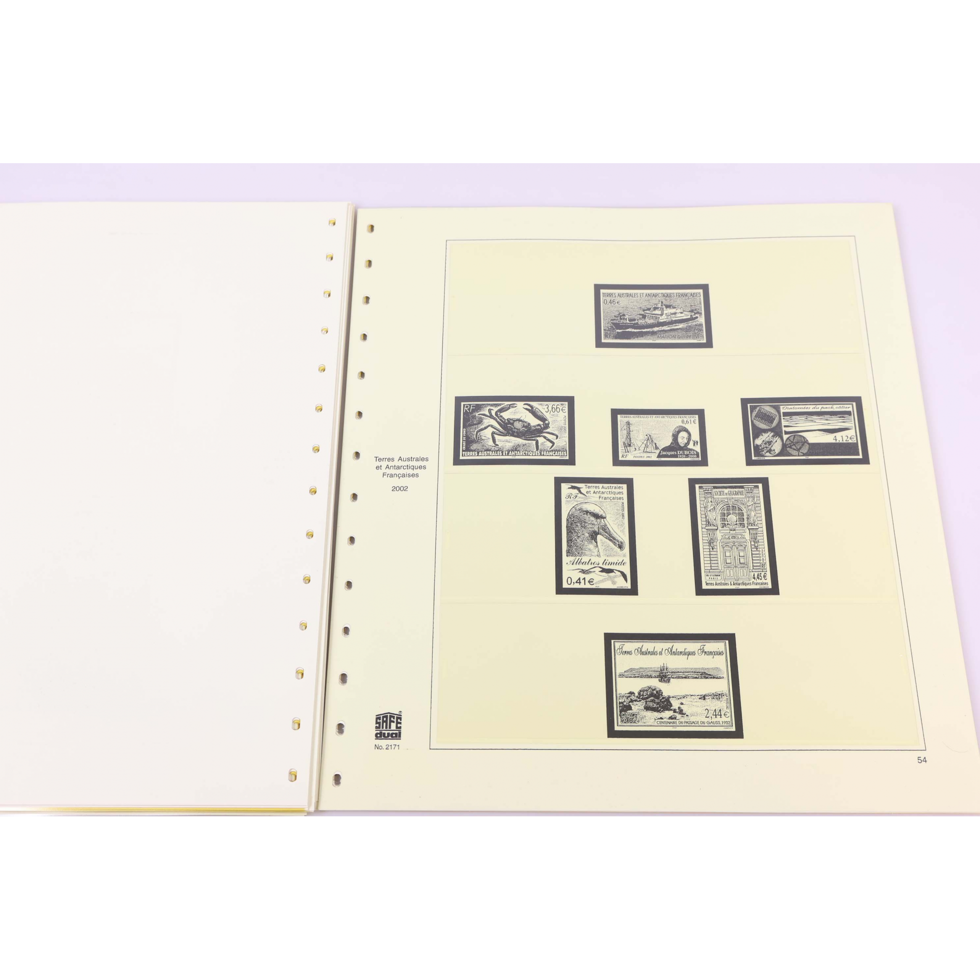 COLLECTION TAAF SUR FEUILLES SAFE 1998 À 2001 TIMBRES NEUFS FACIALE 93€