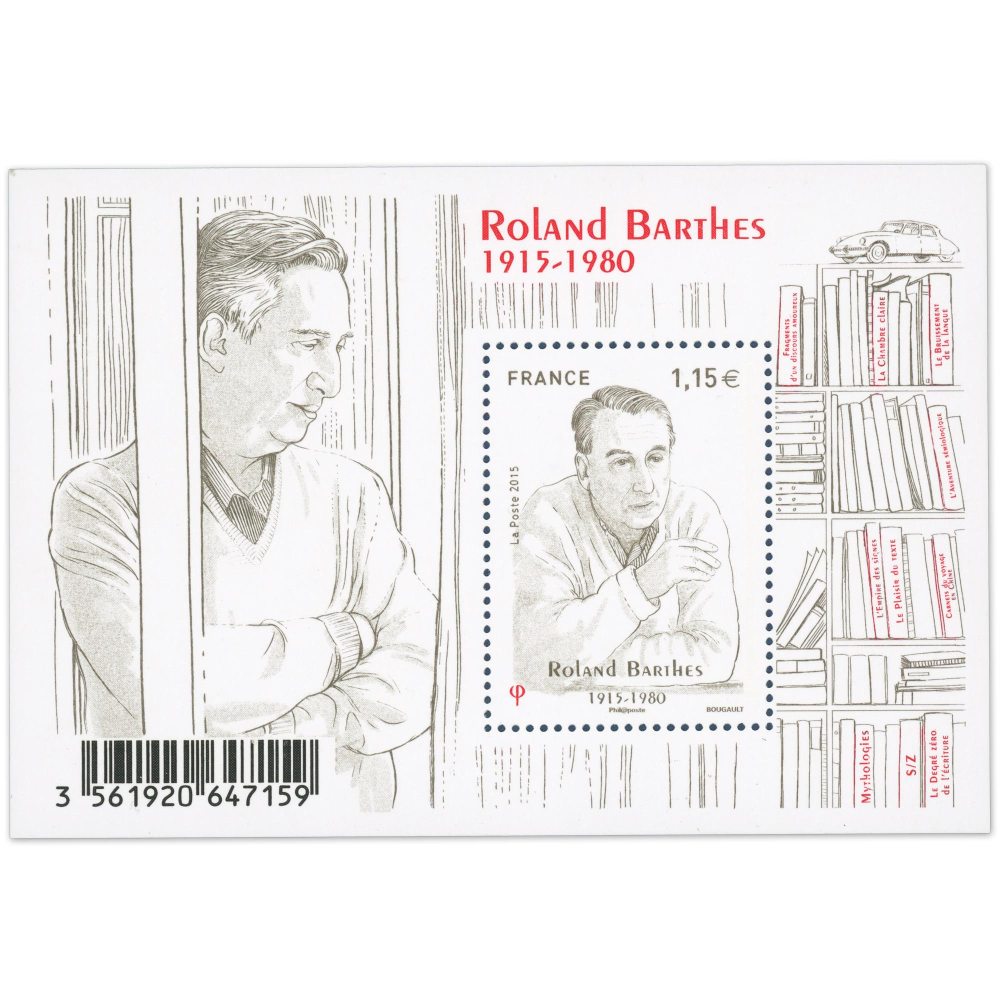 FEUILLET N°F5006 "ROLAND BARTHES" FRANCE TIMBRES NEUFS** LUXE ANNÉE 2015