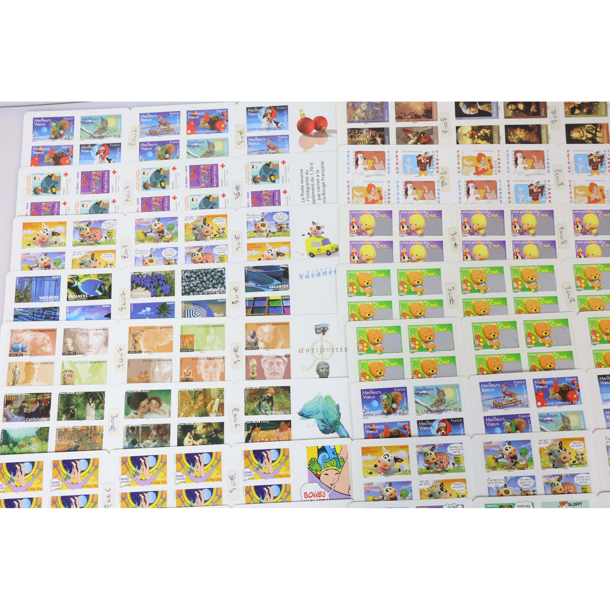 LOT DE CARNETS AUTOADHÉSIFS, 500 TIMBRES POSTE LETTRES 20G POUR AFFRANCHISSEMENT