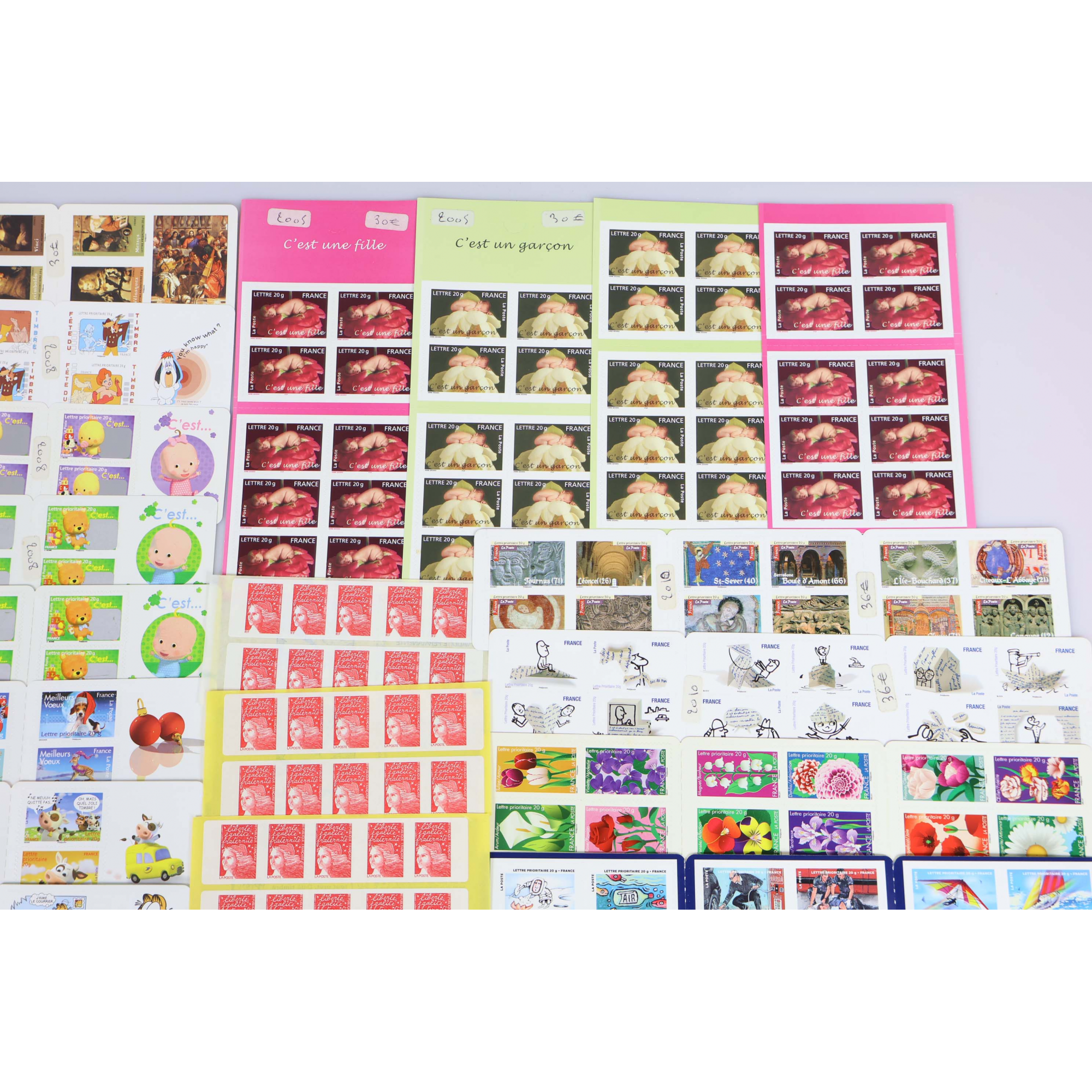 LOT DE CARNETS AUTOADHÉSIFS, 500 TIMBRES POSTE LETTRES 20G POUR AFFRANCHISSEMENT