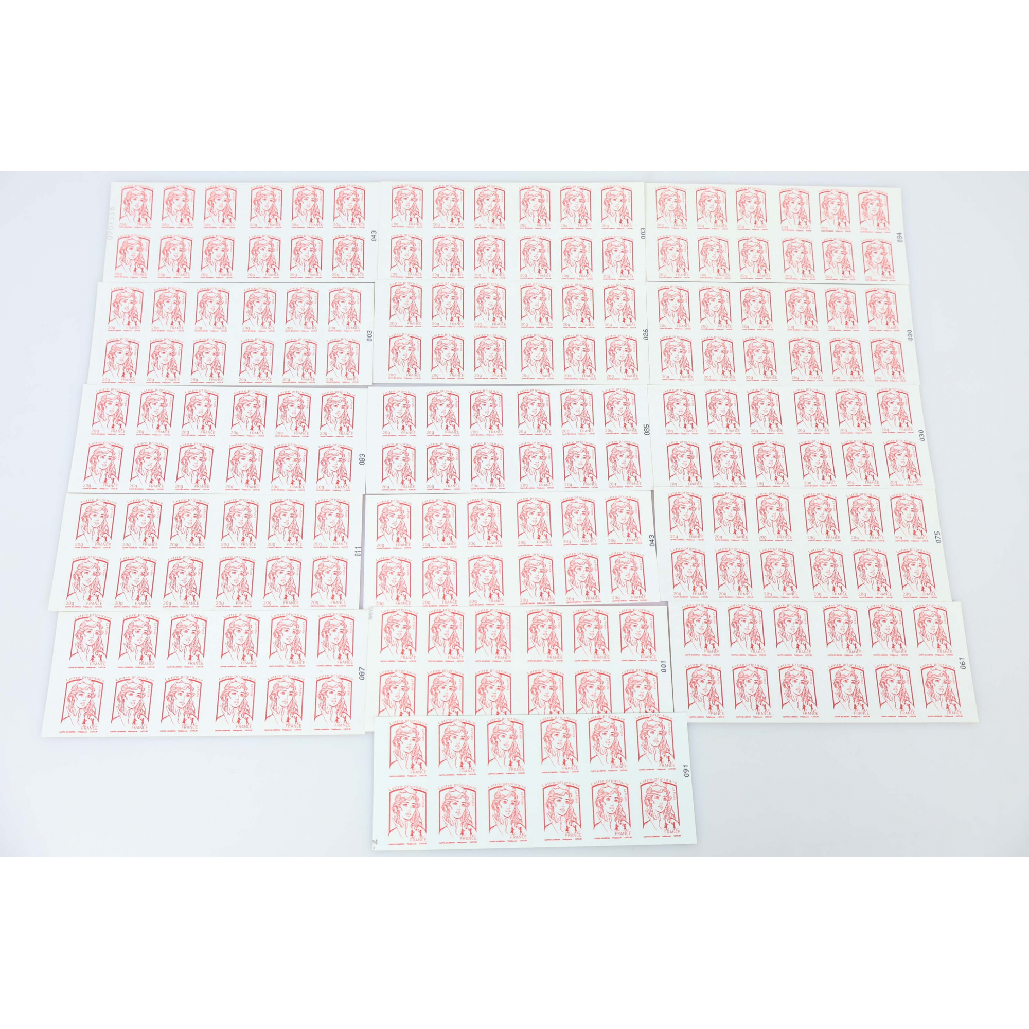 LOT DE 16 CARNETS DE 12 TIMBRES FRANCE AUTOADHÉSIFS POUR AFFRANCHIR LETTRE 20g