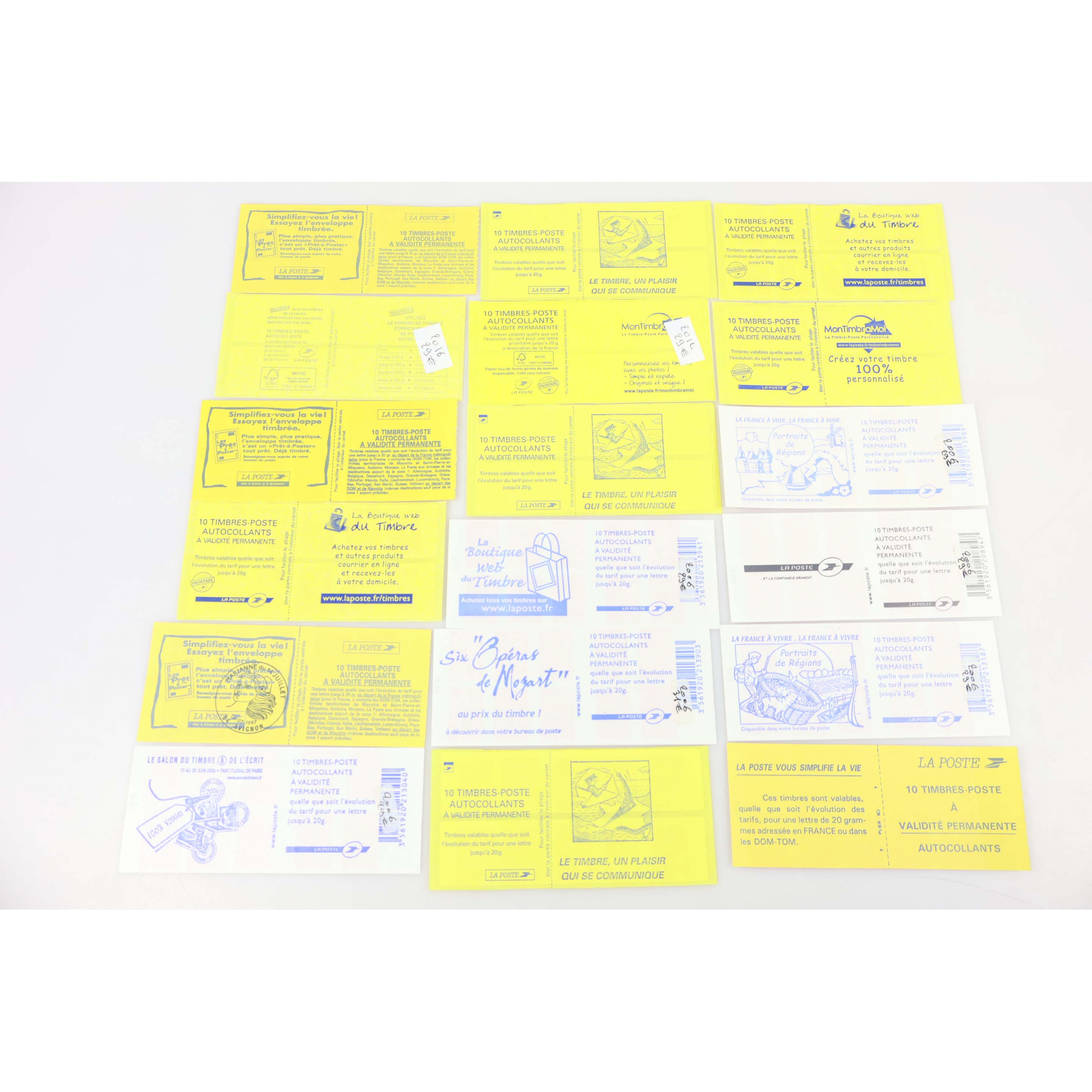LOT DE 18 CARNETS DE 10 TIMBRES FRANCE AUTOADHESIFS POUR AFFRANCHIR LETTRE 20g