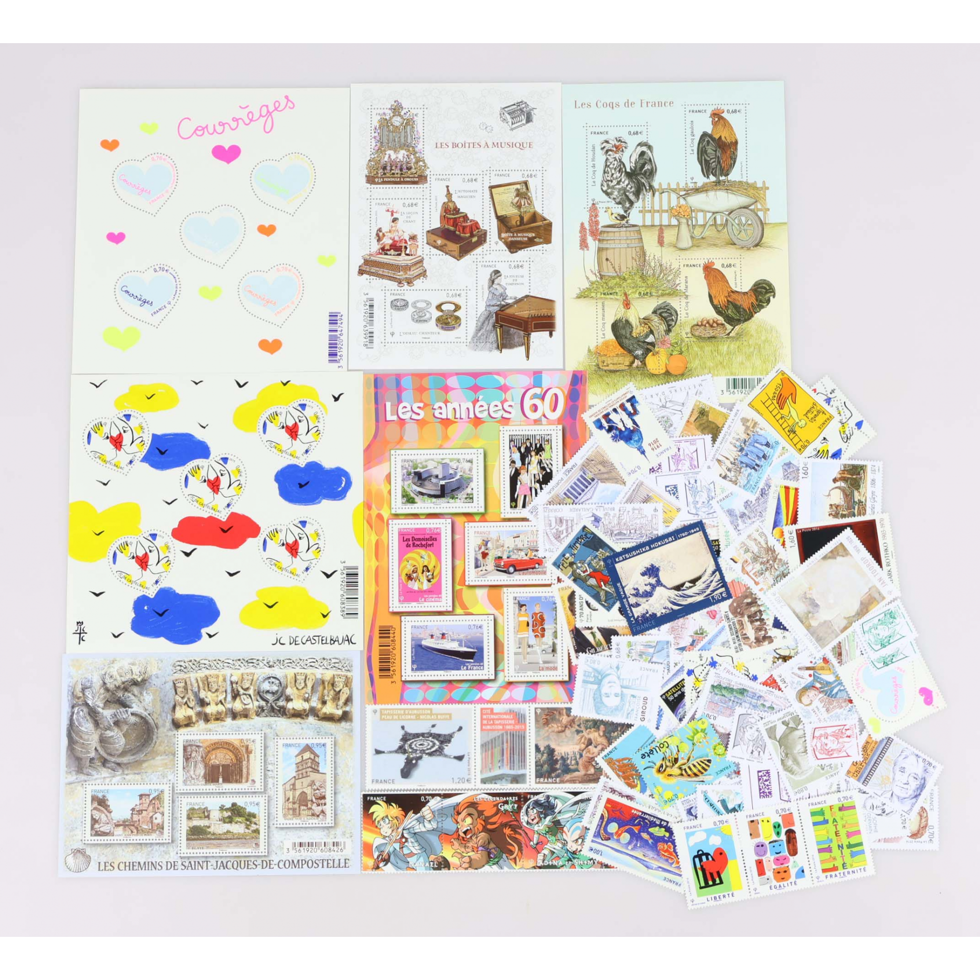 LOT ANNÉES 2015-2016 TIMBRES ET BLOCS-FEUILLETS DE FRANCE NEUFS** FACIALE 132€