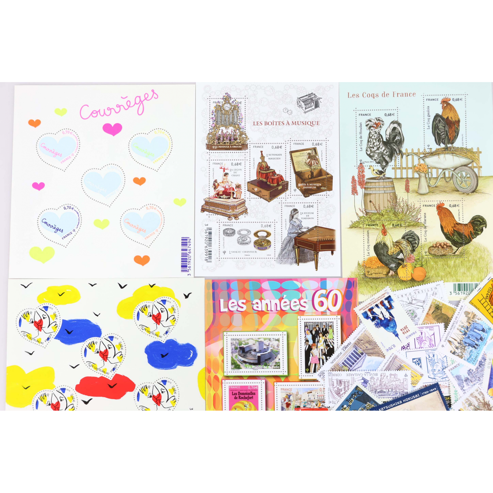 LOT ANNÉES 2015-2016 TIMBRES ET BLOCS-FEUILLETS DE FRANCE NEUFS** FACIALE 132€