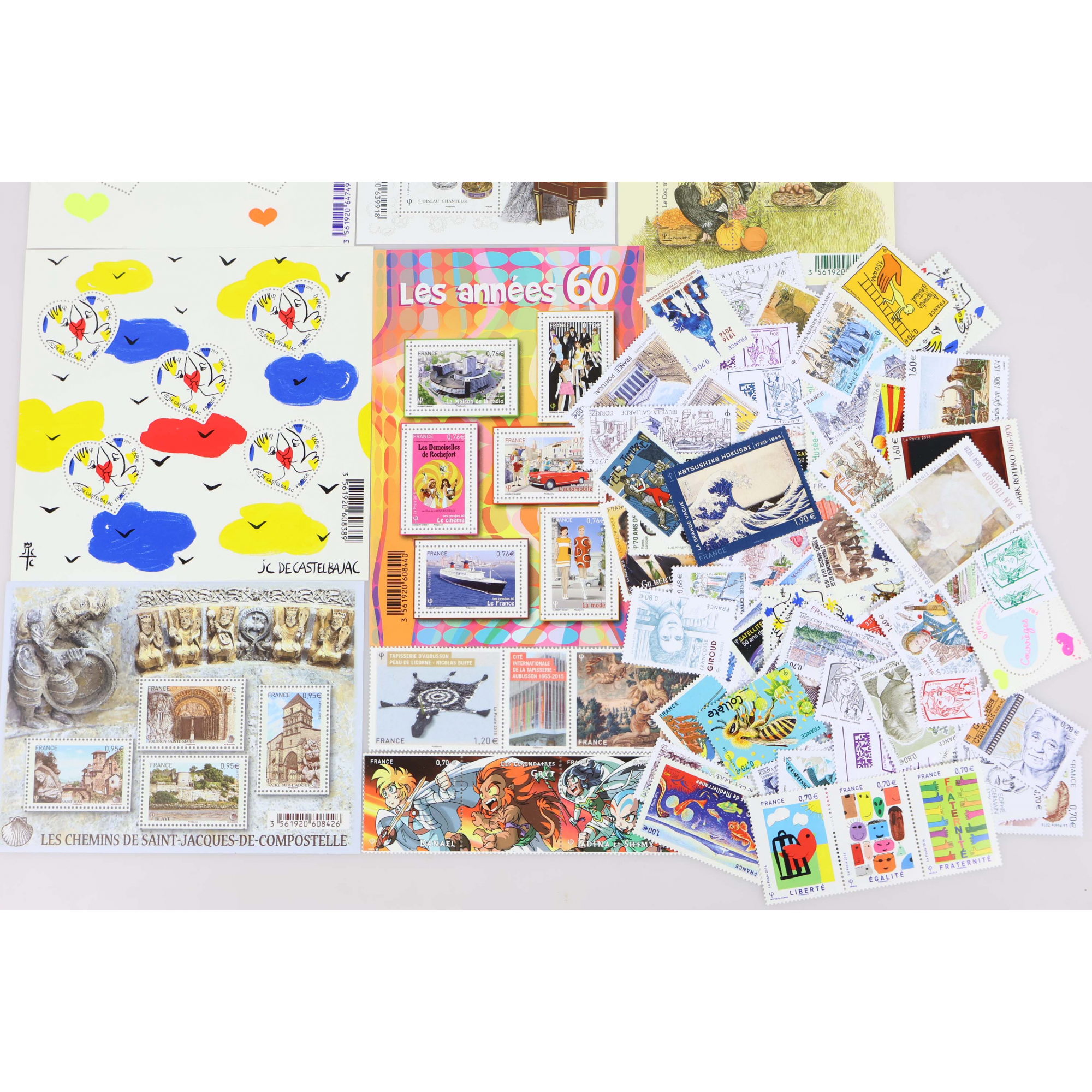 LOT ANNÉES 2015-2016 TIMBRES ET BLOCS-FEUILLETS DE FRANCE NEUFS** FACIALE 132€