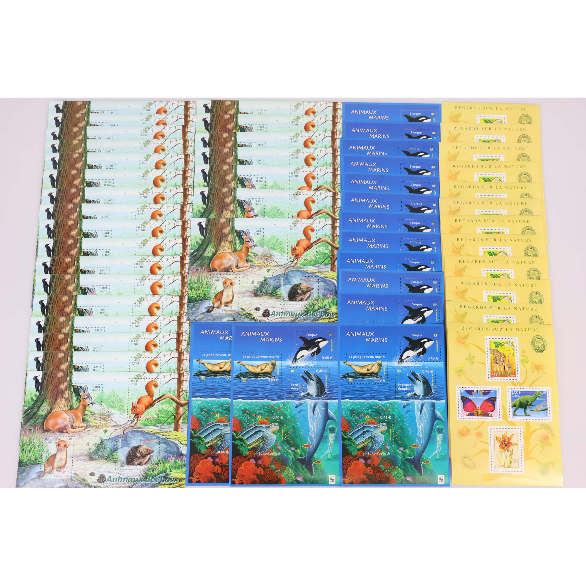 LOT DE BLOCS-FEUILLETS DE FRANCE THEME "ANIMAUX" TIMBRES NEUFS** FACIALE 101€