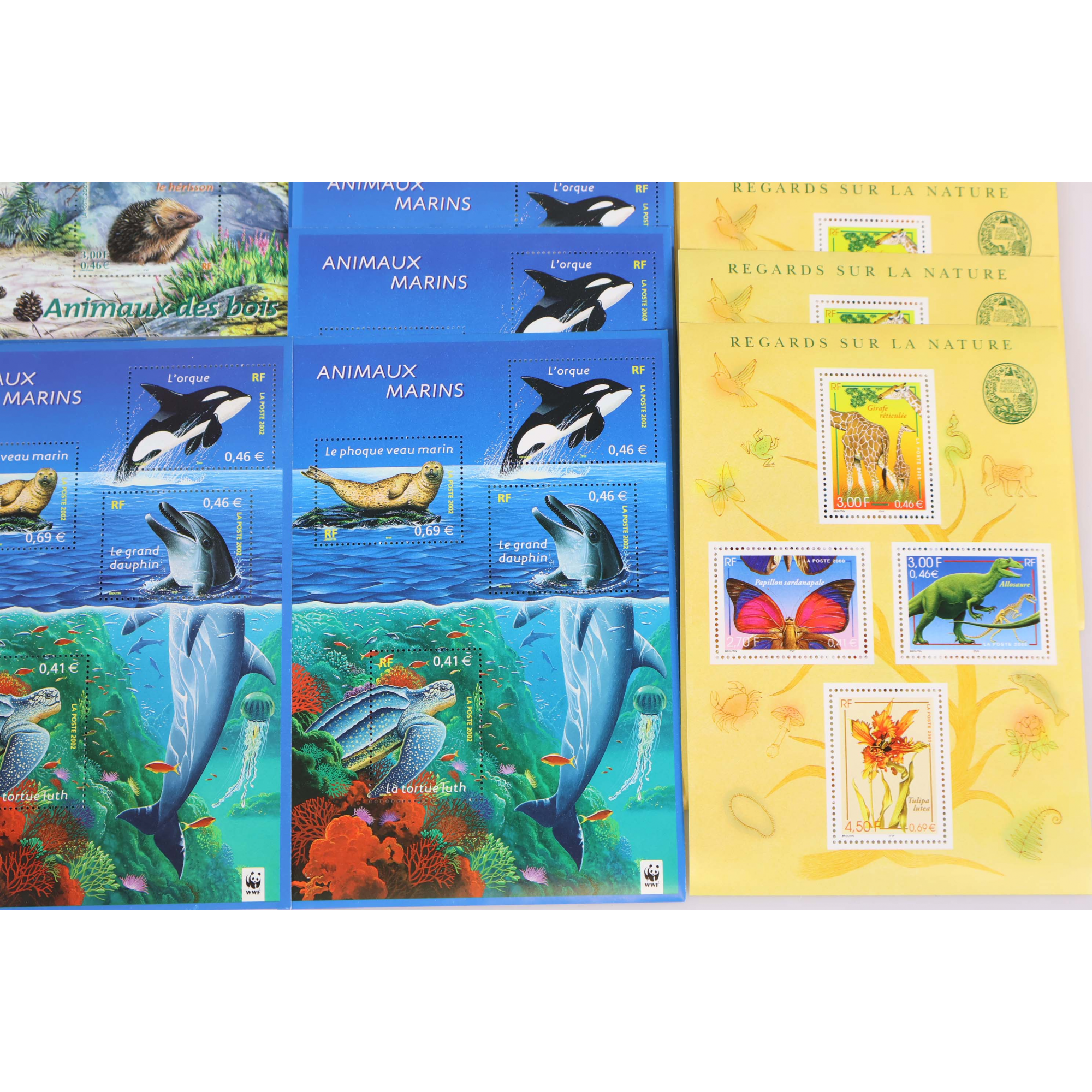 LOT DE BLOCS-FEUILLETS DE FRANCE THEME "ANIMAUX" TIMBRES NEUFS** FACIALE 101€
