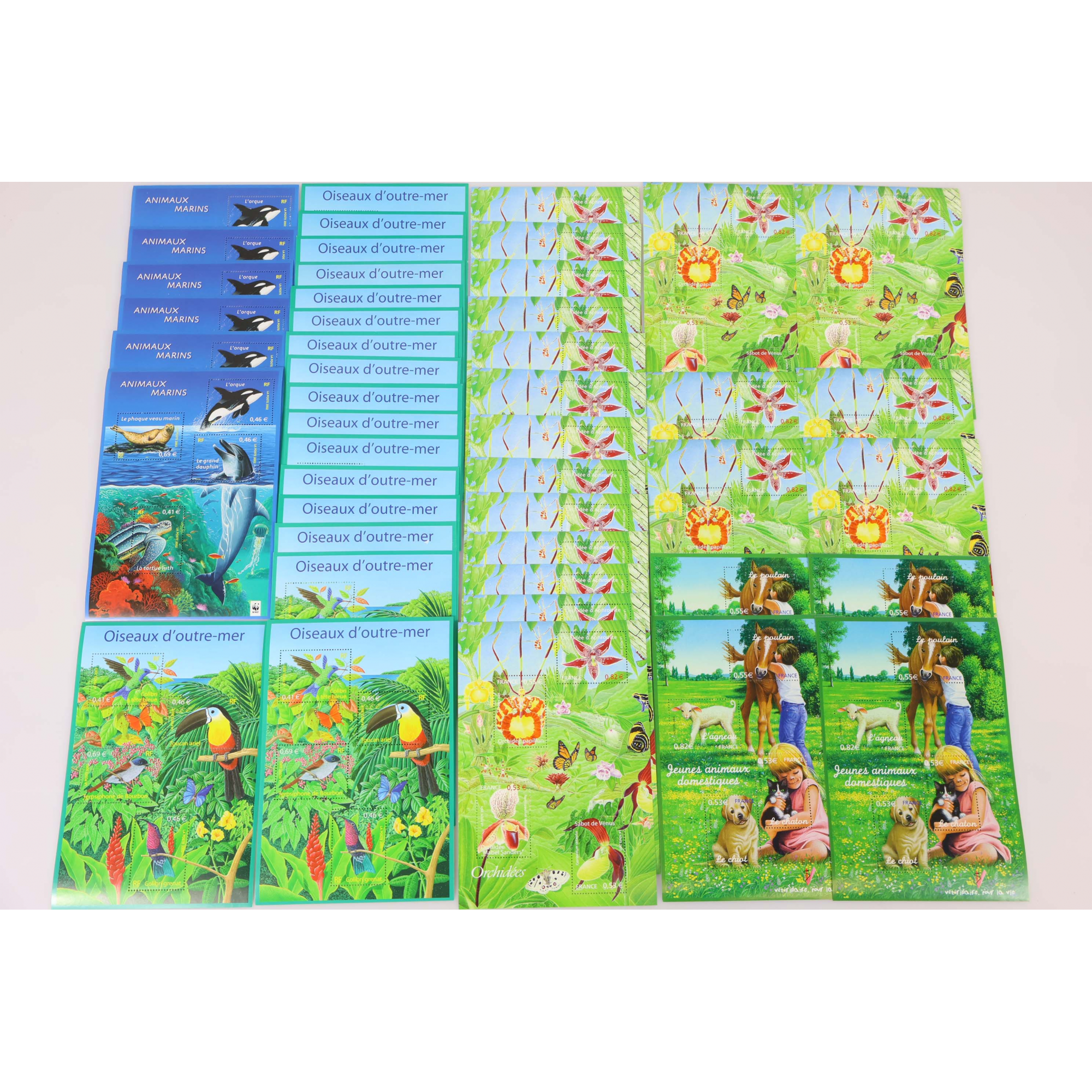 LOT DE BLOCS-FEUILLETS DE FRANCE THEME "ANIMAUX" TIMBRES NEUFS** FACIALE 102€