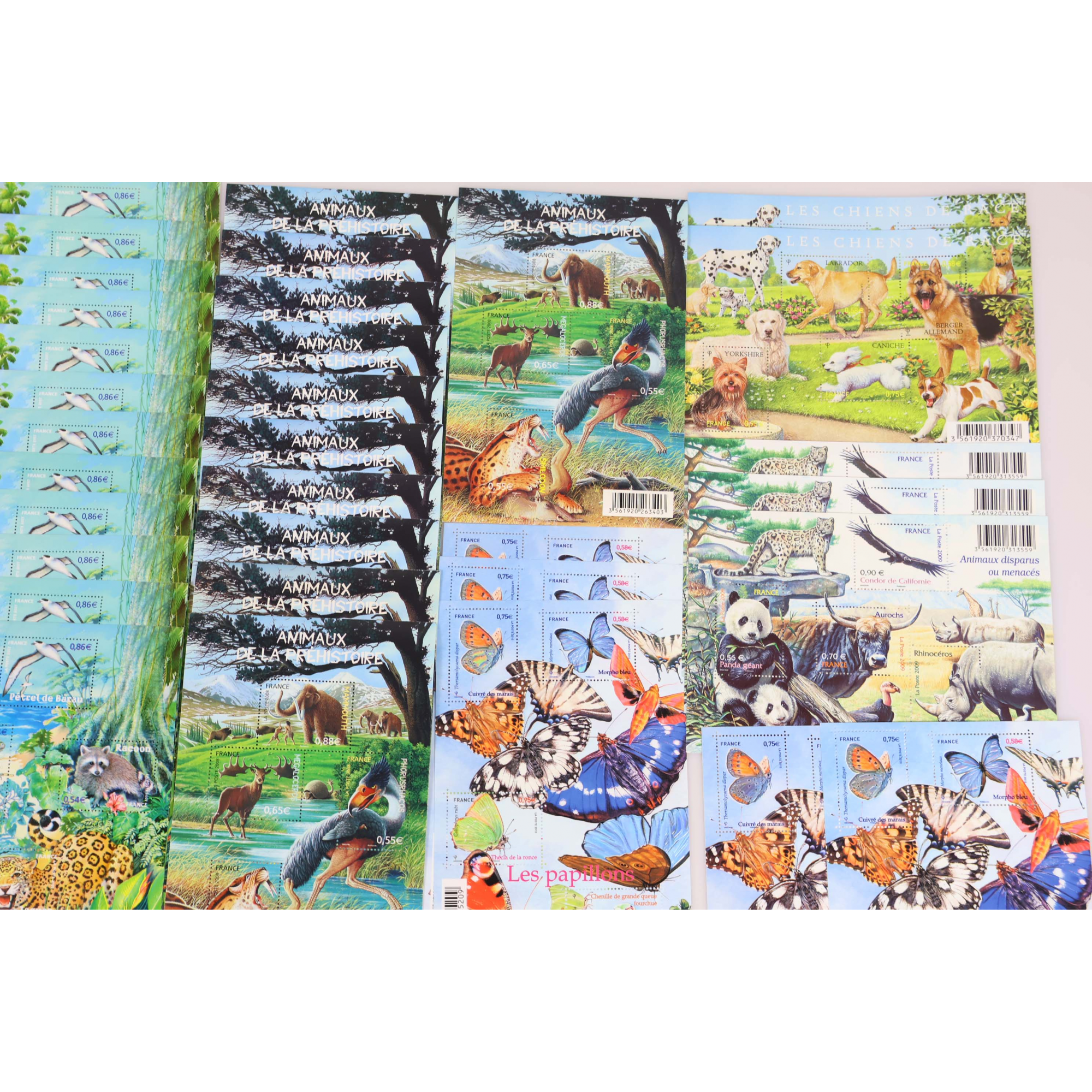 LOT DE BLOCS-FEUILLETS DE FRANCE THEME "ANIMAUX" TIMBRES NEUFS** FACIALE 176€