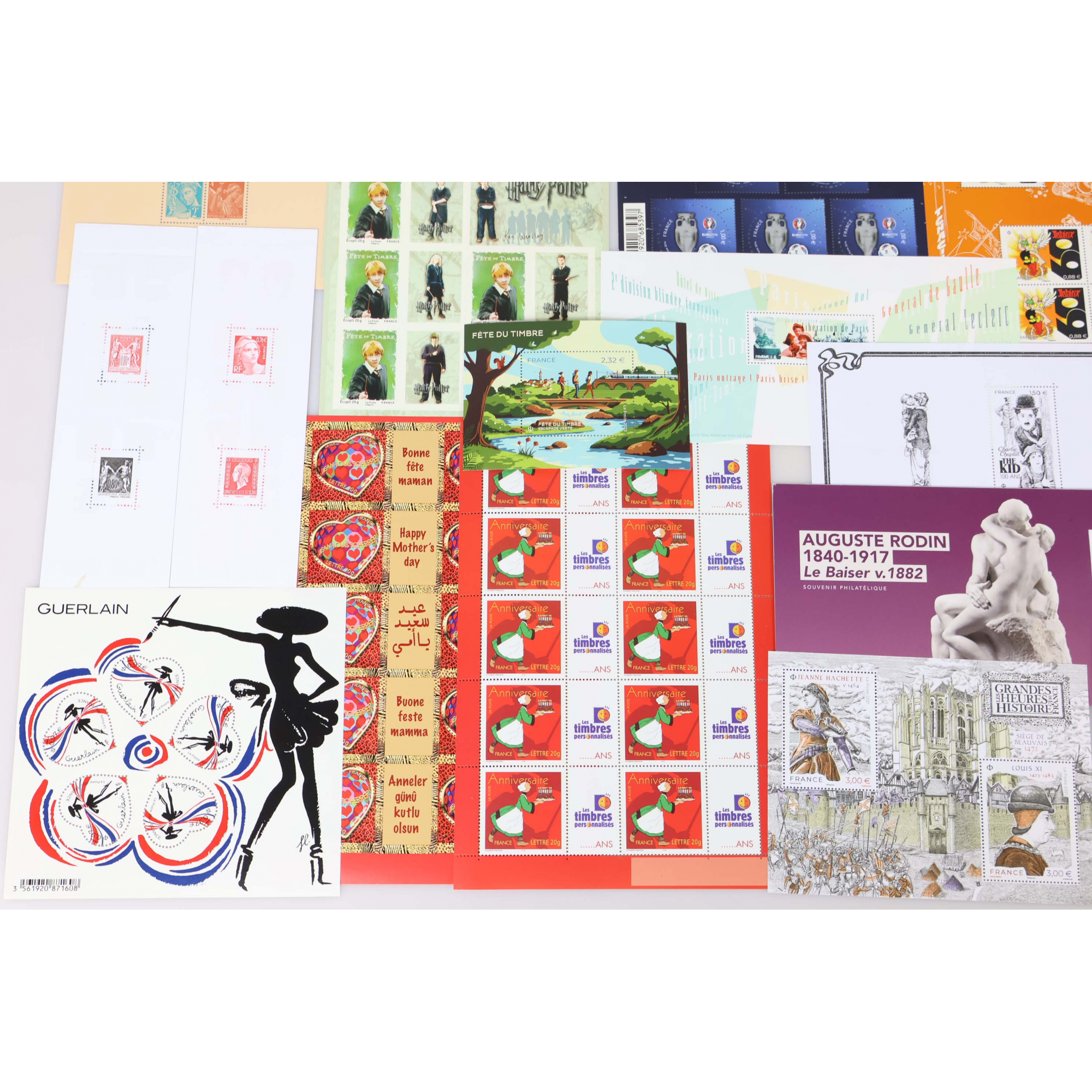 LOT DE BLOCS FEUILLETS / CARNETS TIMBRES EN EUROS AVEC DEFAUTS, FACIALE 346€