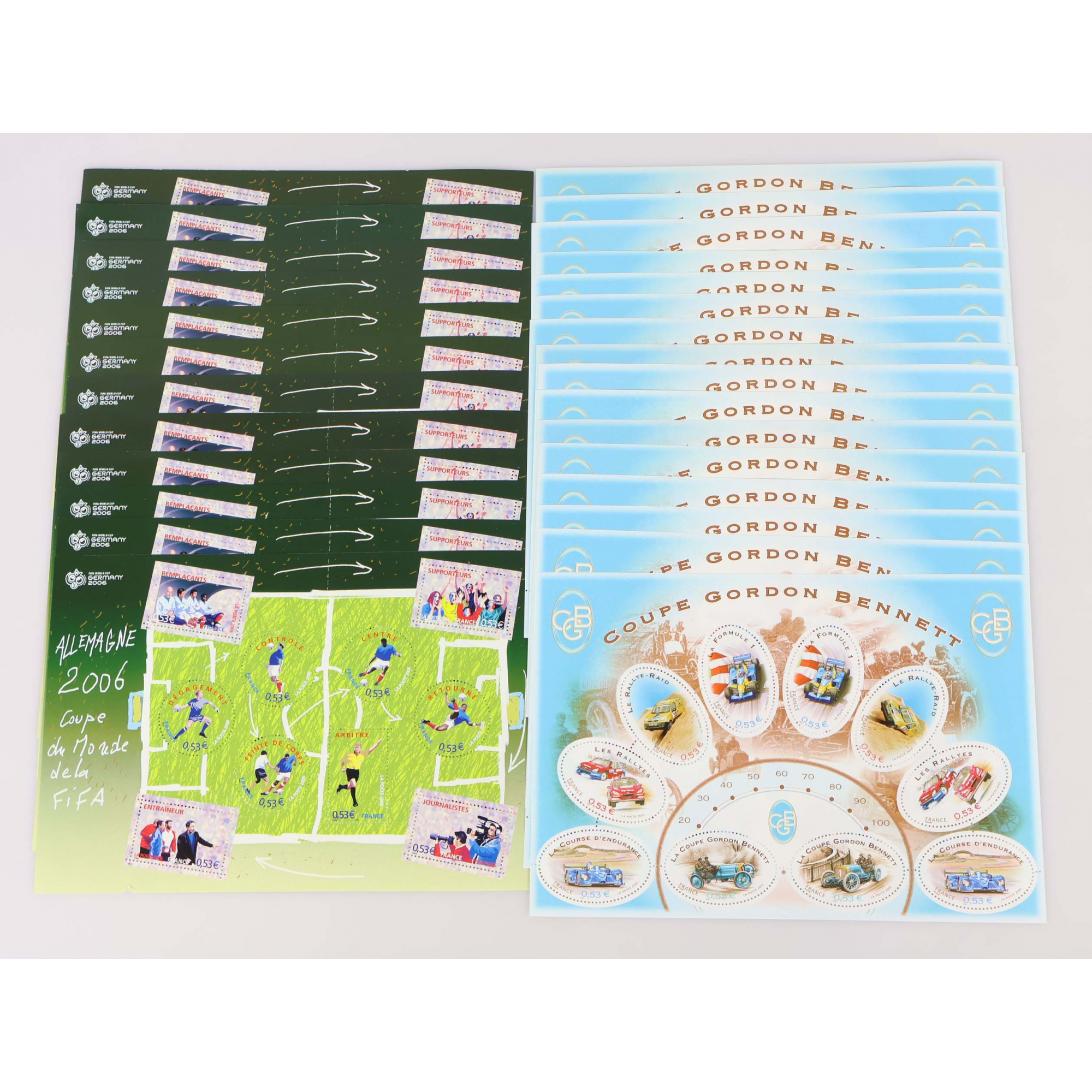 LOT DE 28 BLOCS-FEUILLETS DE FRANCE 10 × 0.53€ TIMBRES NEUFS** FACIALE 148€