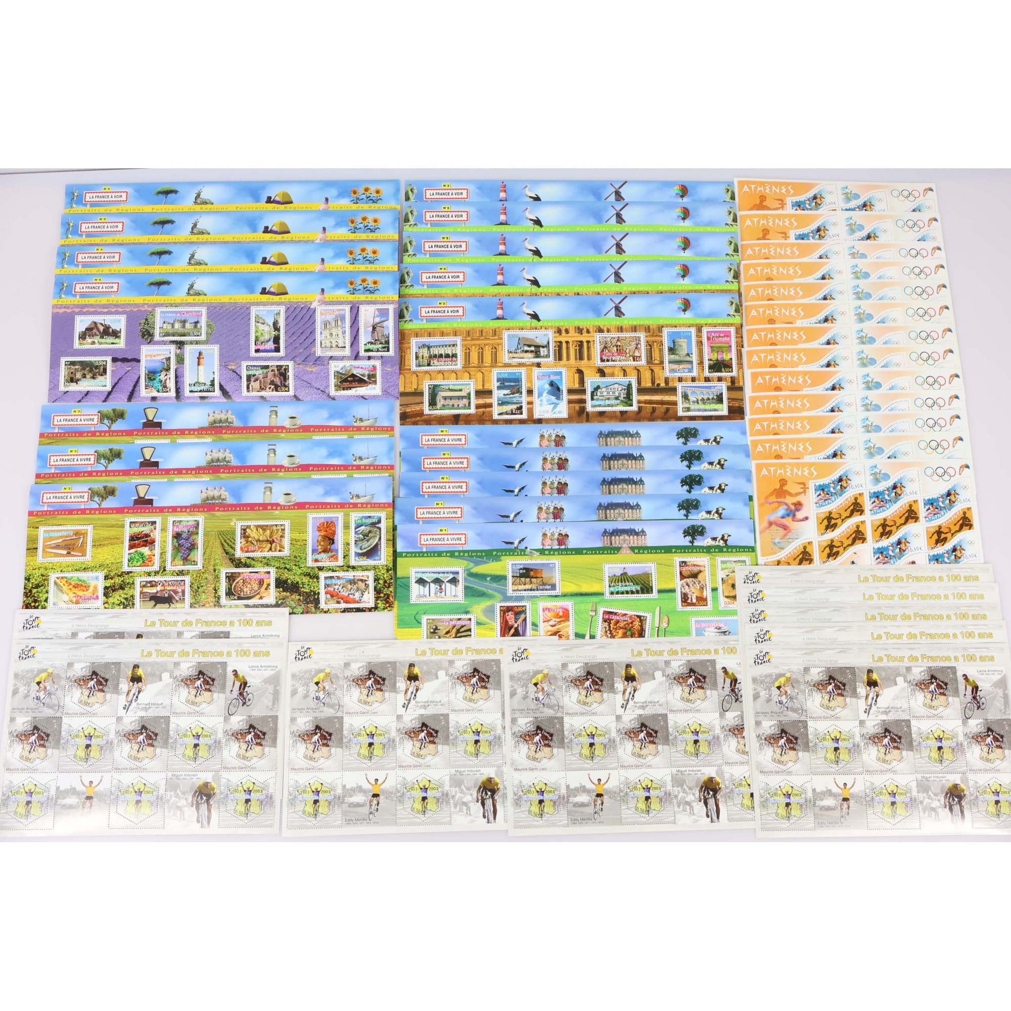 LOT DE 39 BLOCS-FEUILLETS DE FRANCE 10 × 0.5€ TIMBRES NEUFS** FACIALE 195€