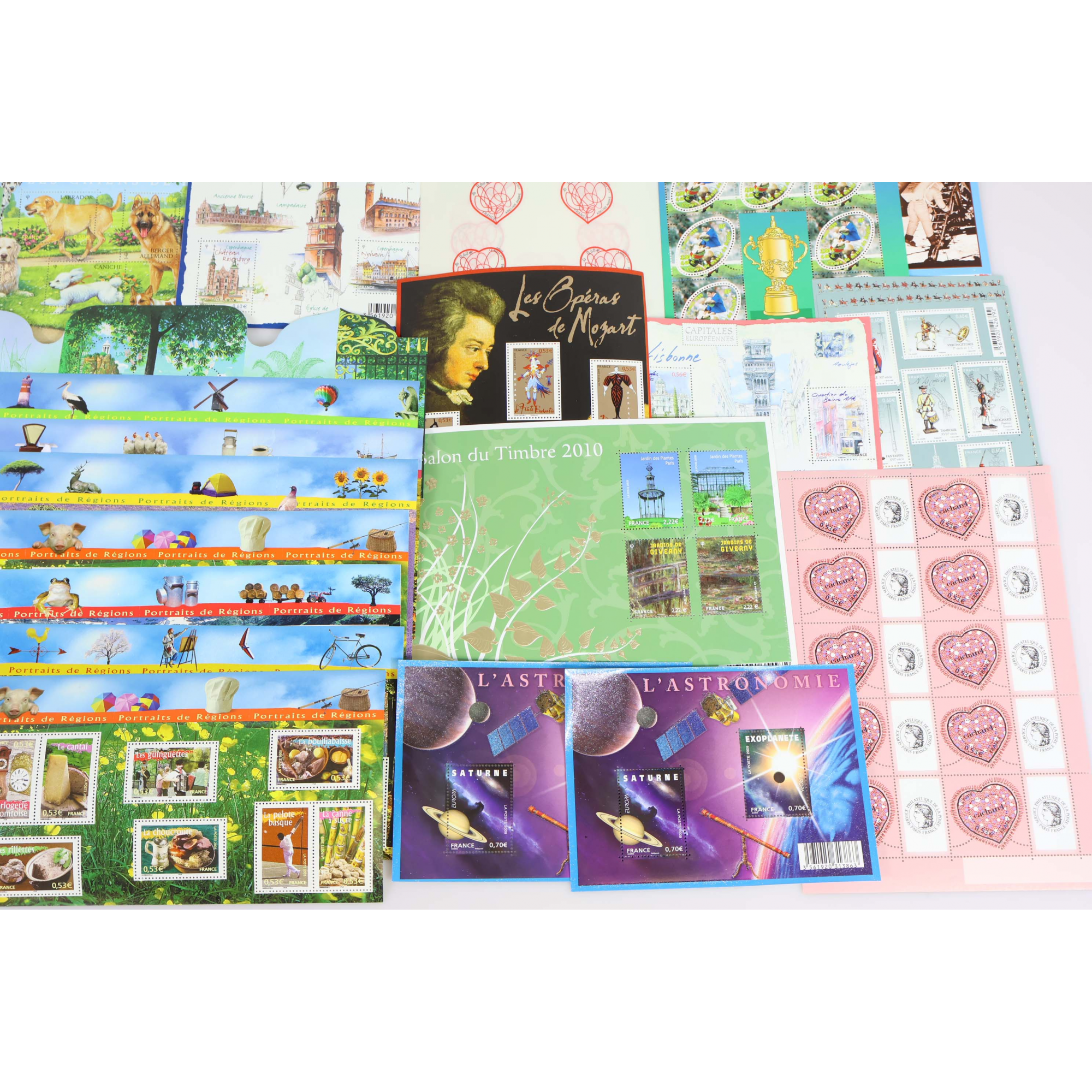 LOT DE BLOCS FEUILLETS / CARNETS TIMBRES EN EUROS AVEC DEFAUTS, FACIALE 327€