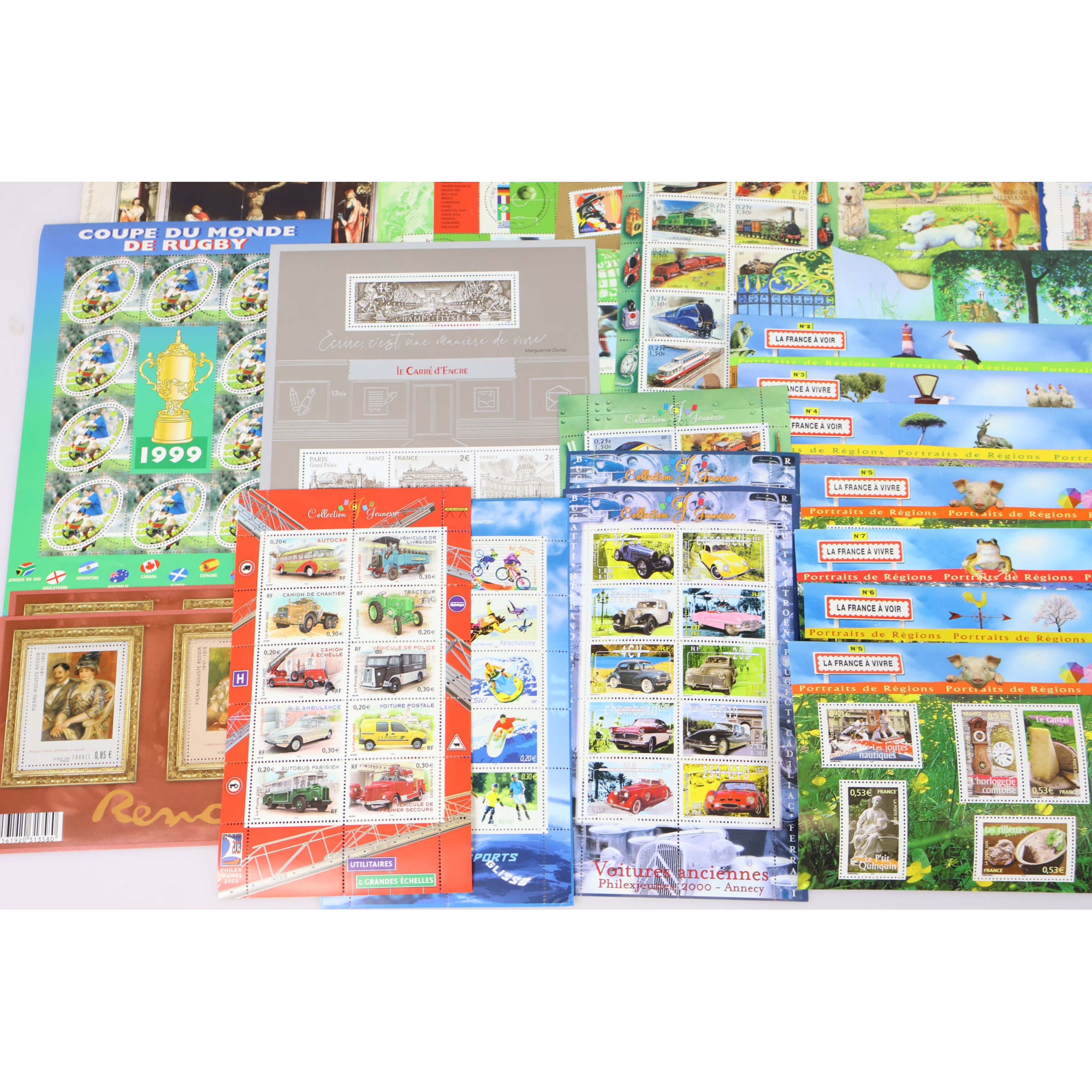 LOT DE BLOCS FEUILLETS / CARNETS TIMBRES EN EUROS AVEC DEFAUTS, FACIALE 327€