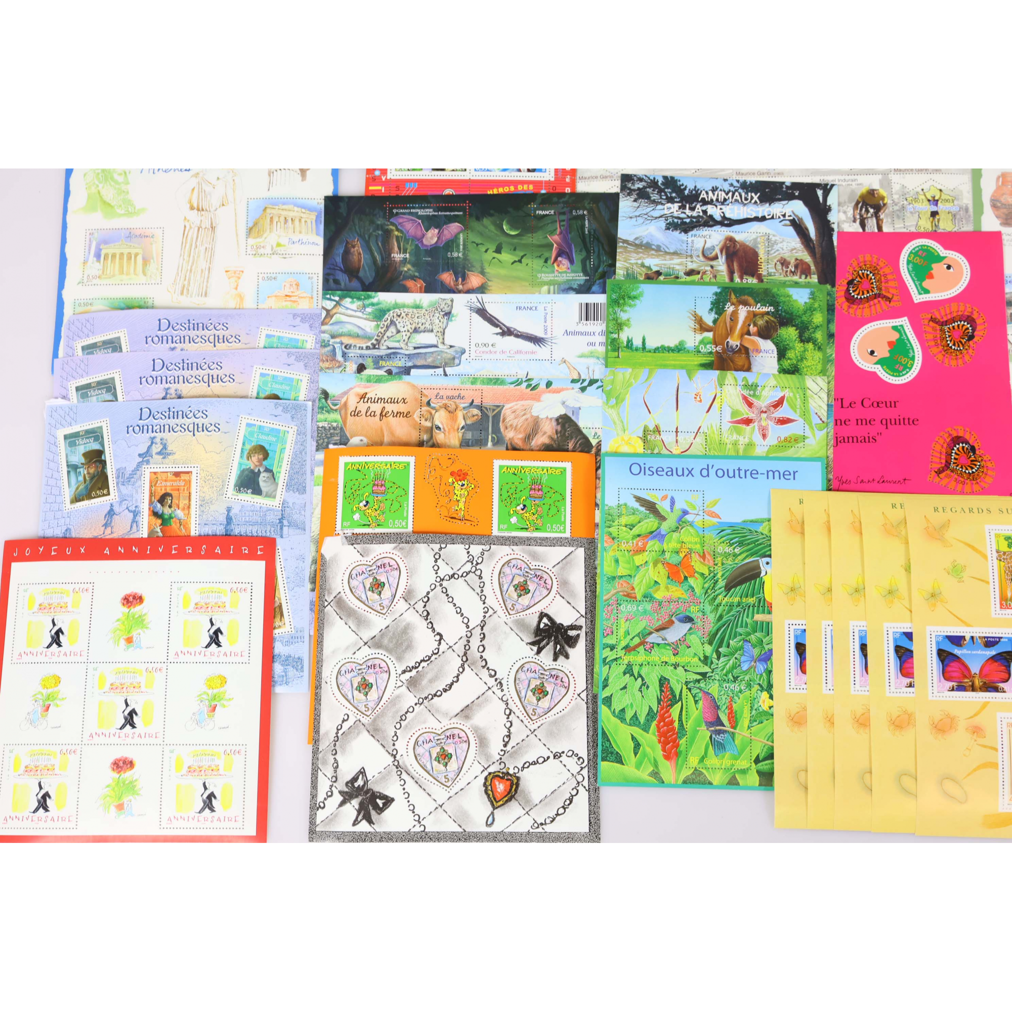 LOT DE BLOCS FEUILLETS / CARNETS TIMBRES EN EUROS AVEC DEFAUTS, FACIALE 327€