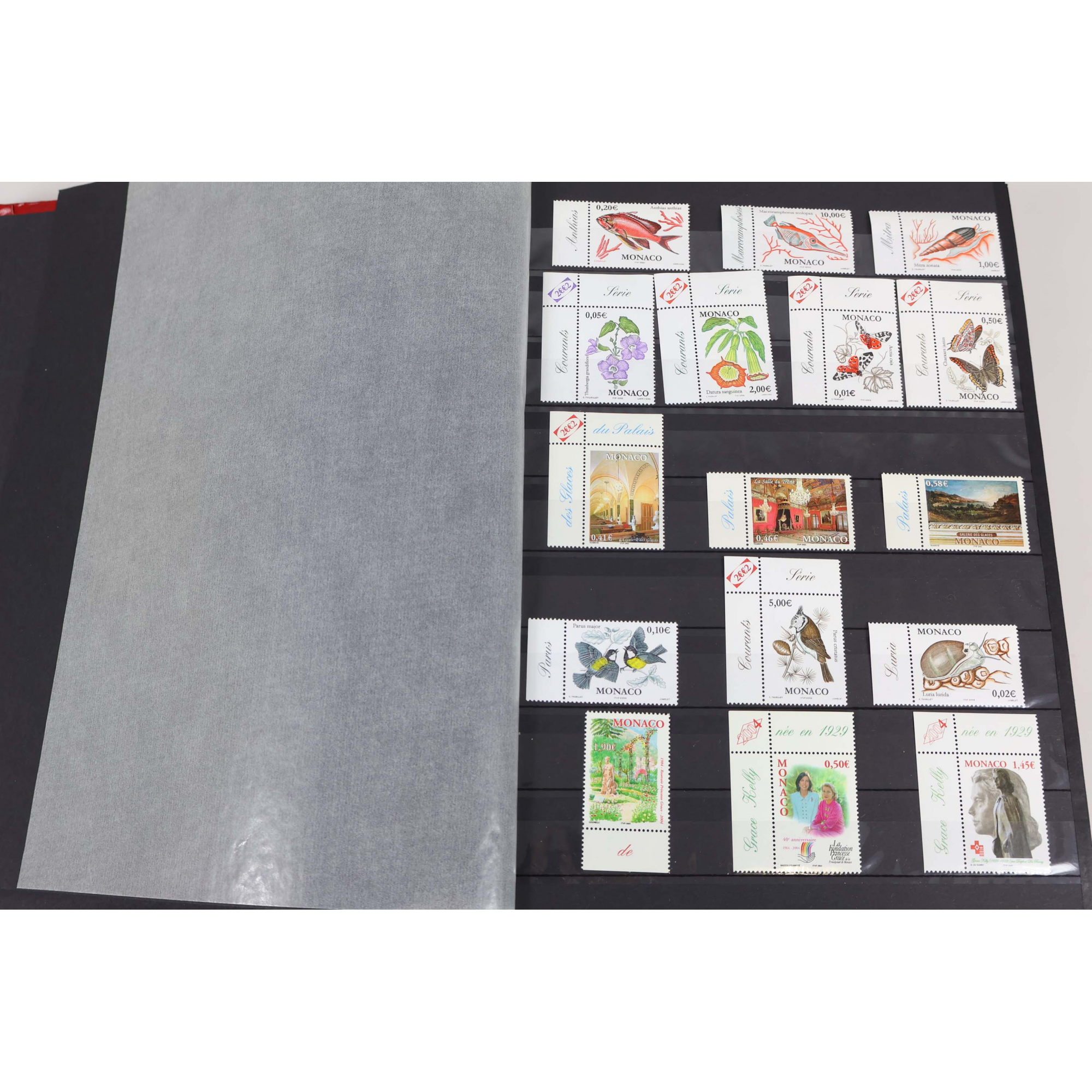 COLLECTION MONACO DE 2002 A 2021 TIMBRES NEUFS** BORD DE FEUILLE FACIALE ÉLEVÉE