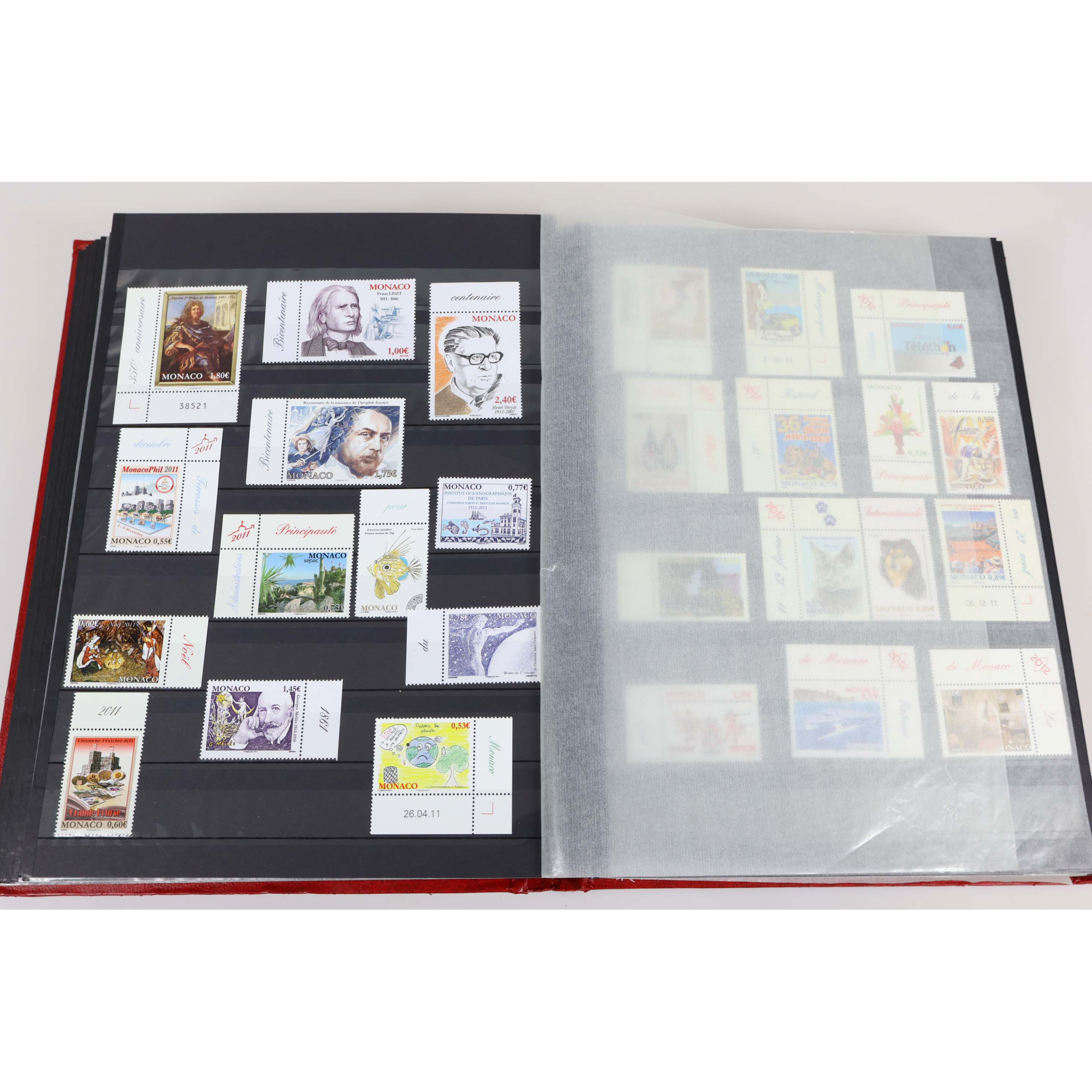 COLLECTION MONACO DE 2002 A 2021 TIMBRES NEUFS** BORD DE FEUILLE FACIALE ÉLEVÉE