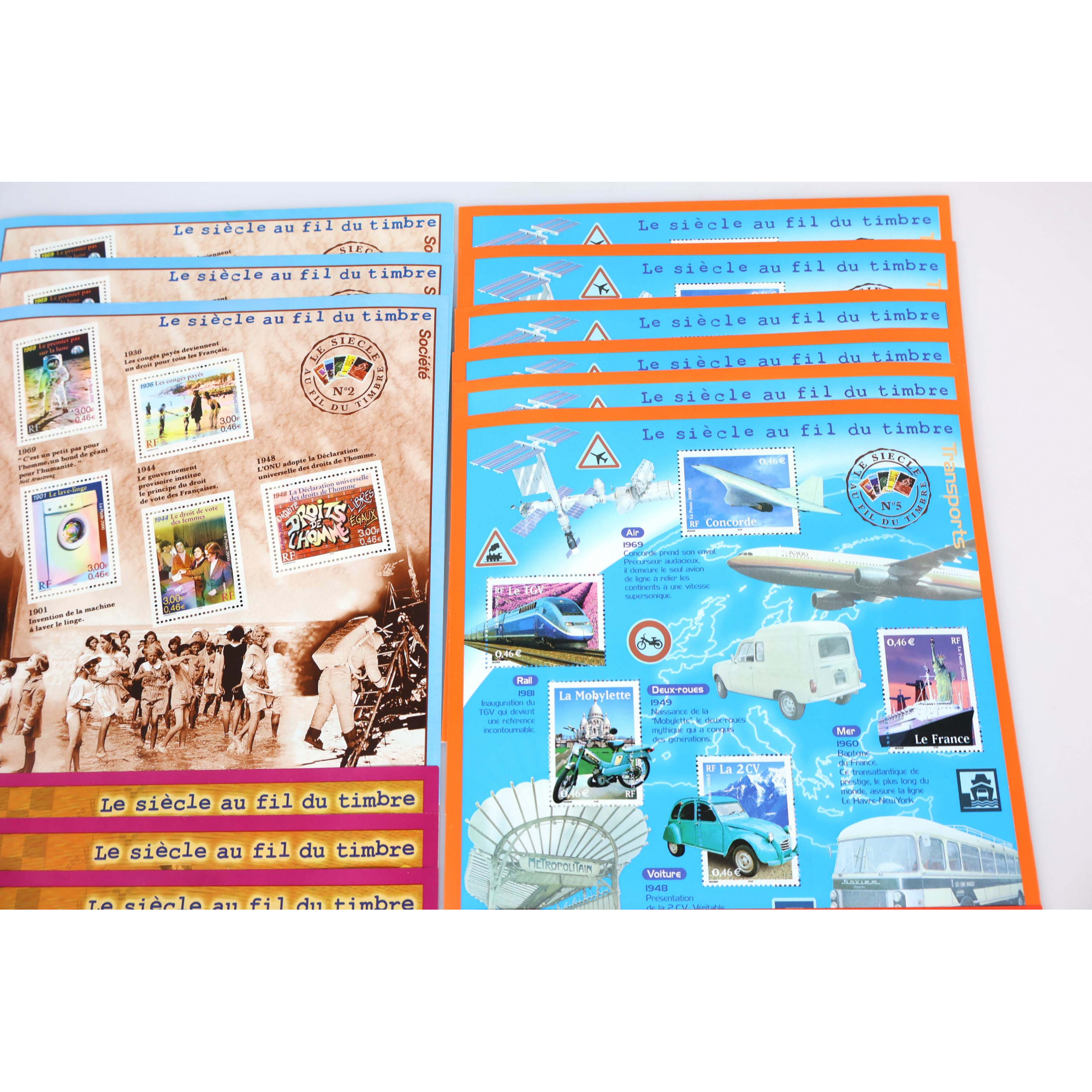 LOT DE 24 BLOCS-FEUILLETS INCOMPLETS DE FR 5 × 0.46€ TIMBRES NEUFS FACIALE 55€