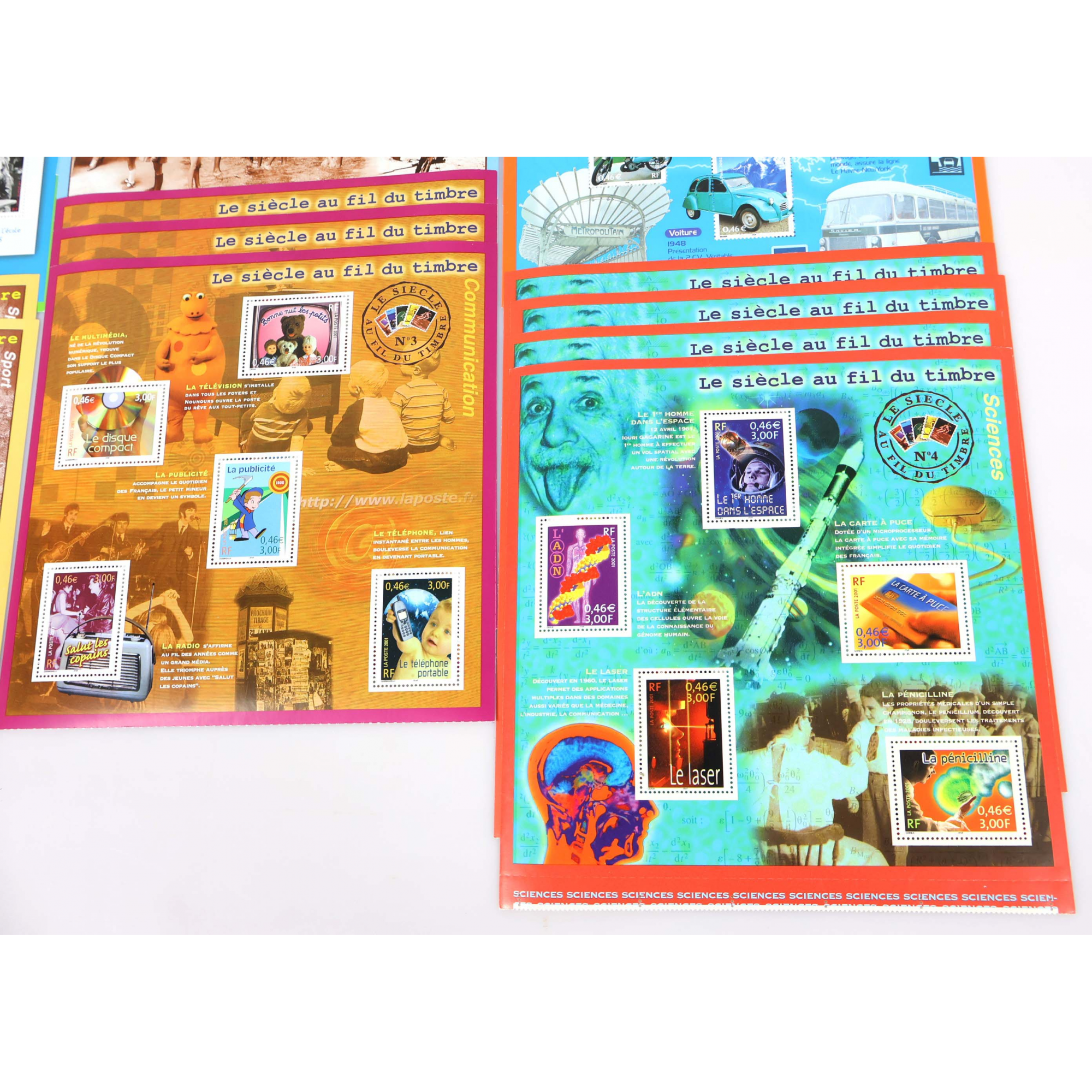 LOT DE 24 BLOCS-FEUILLETS INCOMPLETS DE FR 5 × 0.46€ TIMBRES NEUFS FACIALE 55€