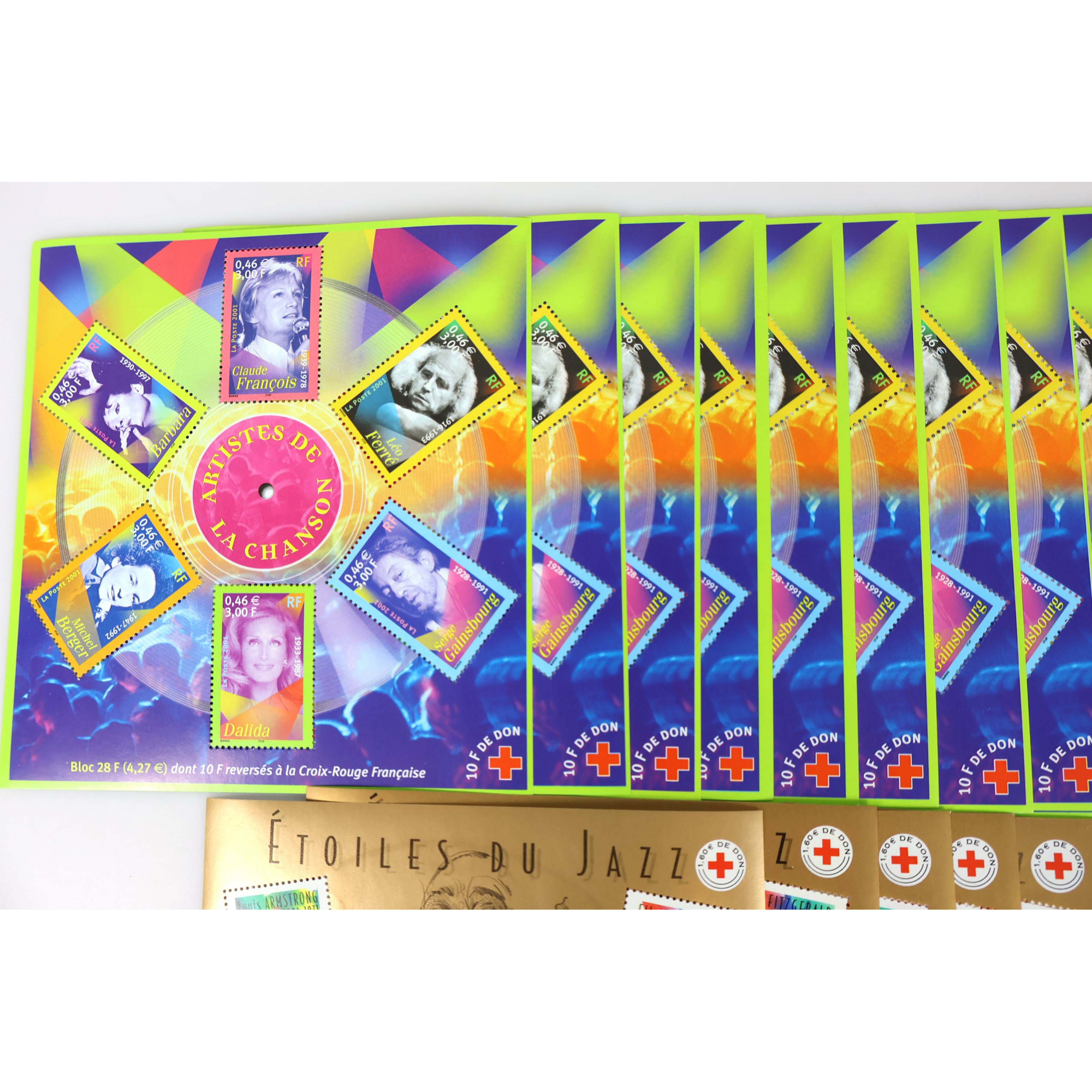 LOT DE 24 BLOCS-FEUILLETS DE FRANCE 6 × 0.46€ TIMBRES NEUFS** FACIALE 66€