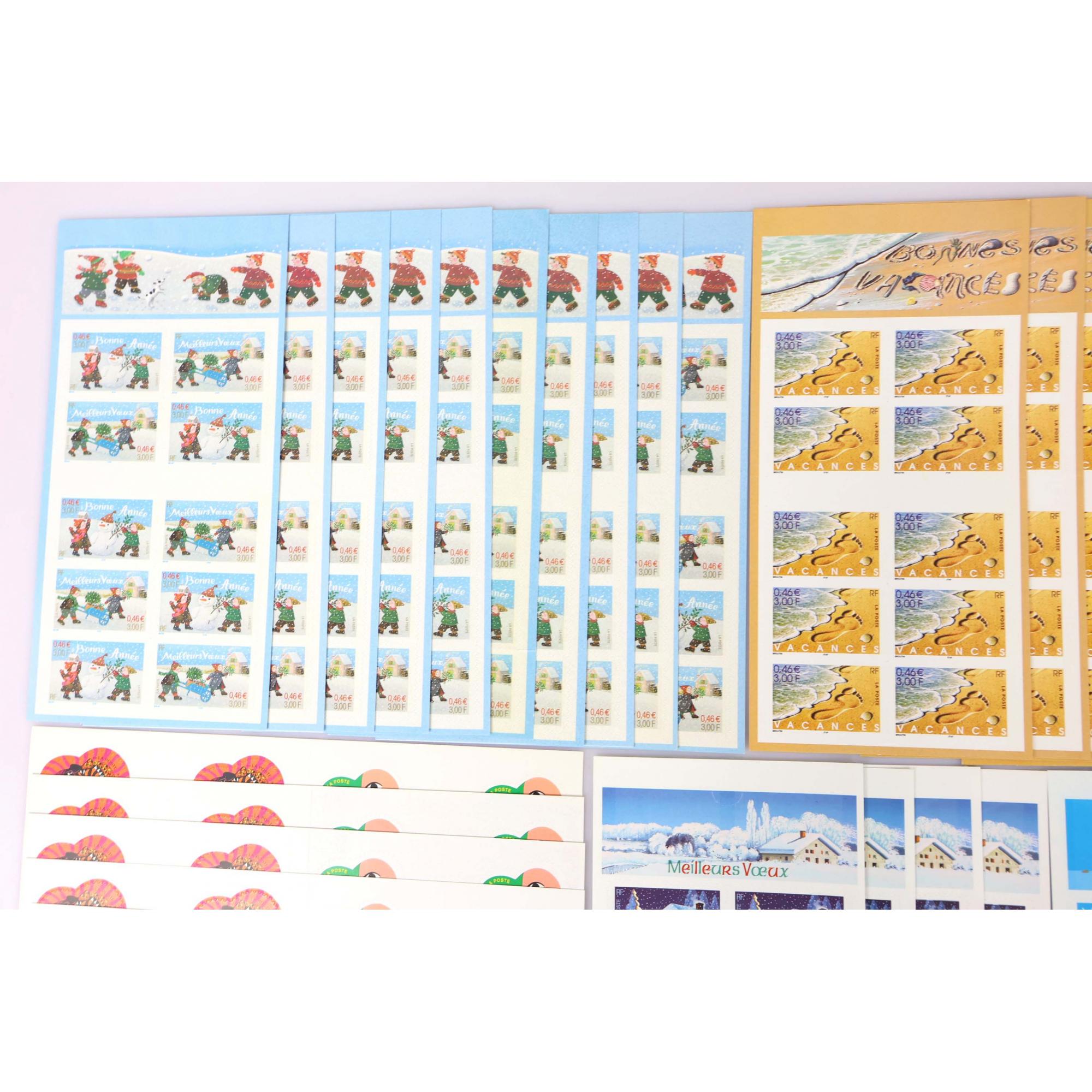 LOT DE 34 CARNETS AUTOADHÉSIFS DE FRANCE 10 × 0.46€ TIMBRES NEUFS FACIALE 156€