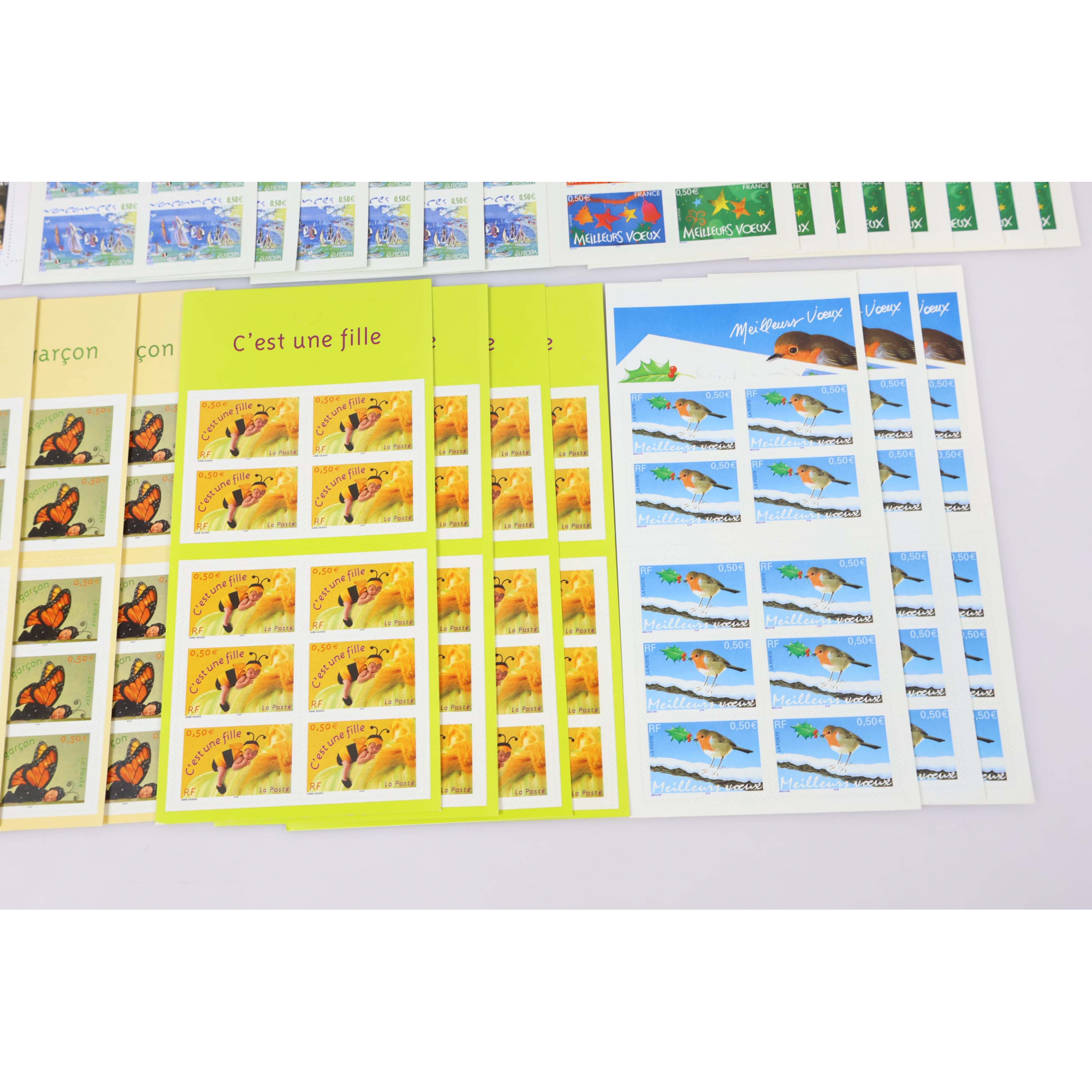 LOT DE 43 CARNETS AUTOADHÉSIFS DE FRANCE 10 × 0.5€ TIMBRES NEUFS FACIALE 215€