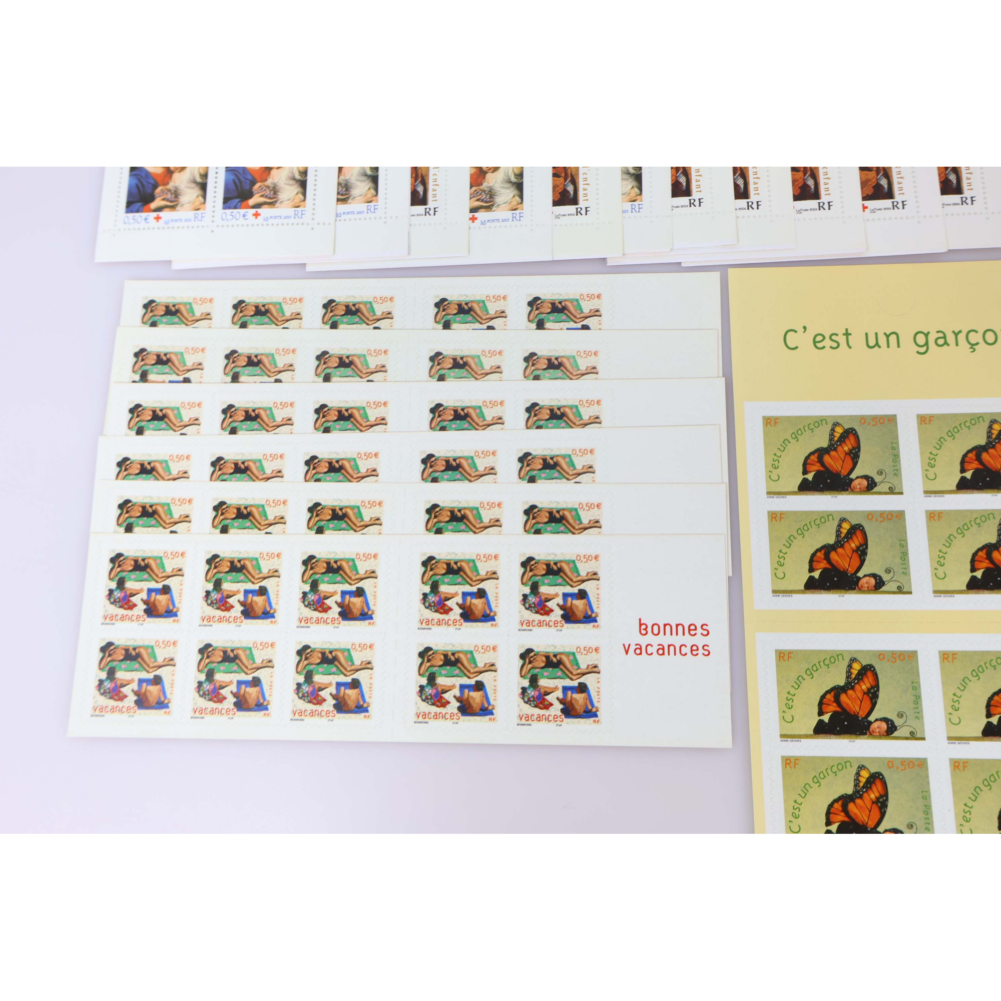 LOT DE 43 CARNETS AUTOADHÉSIFS DE FRANCE 10 × 0.5€ TIMBRES NEUFS FACIALE 215€