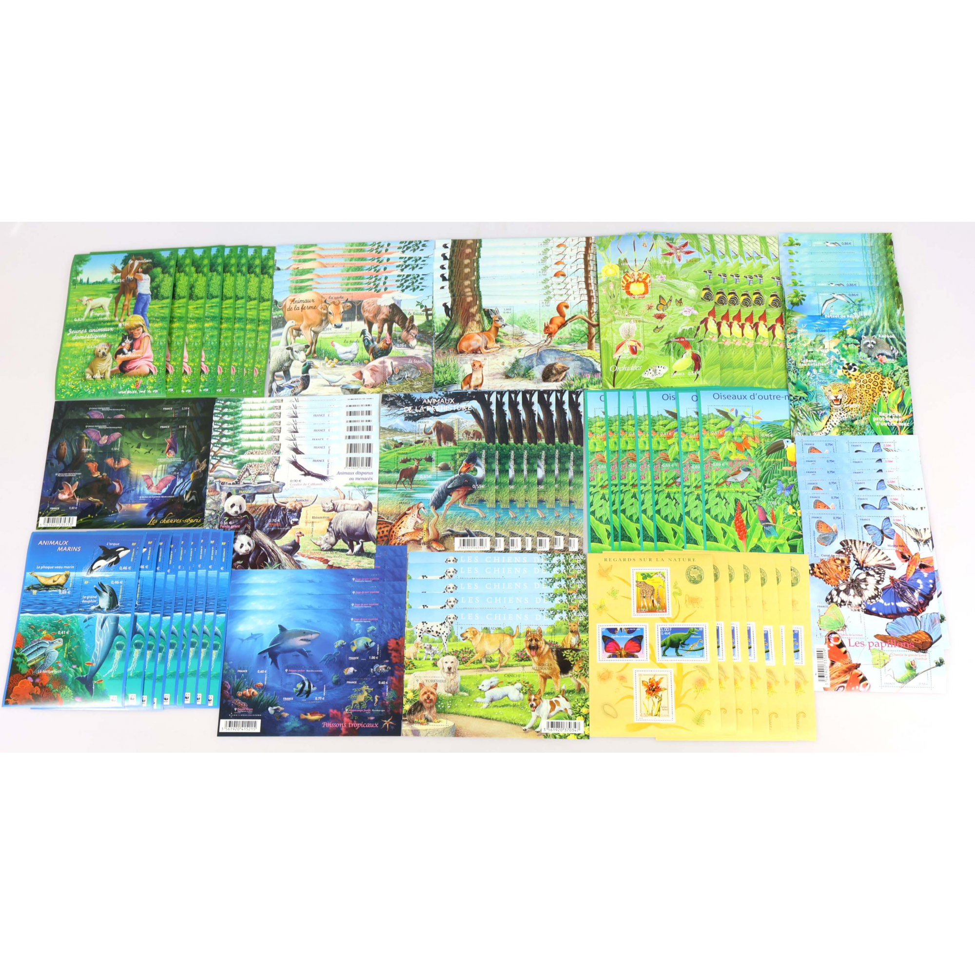 LOT DE BLOCS-FEUILLETS DE FRANCE THEME "ANIMAUX" TIMBRES NEUFS** FACIALE 227€