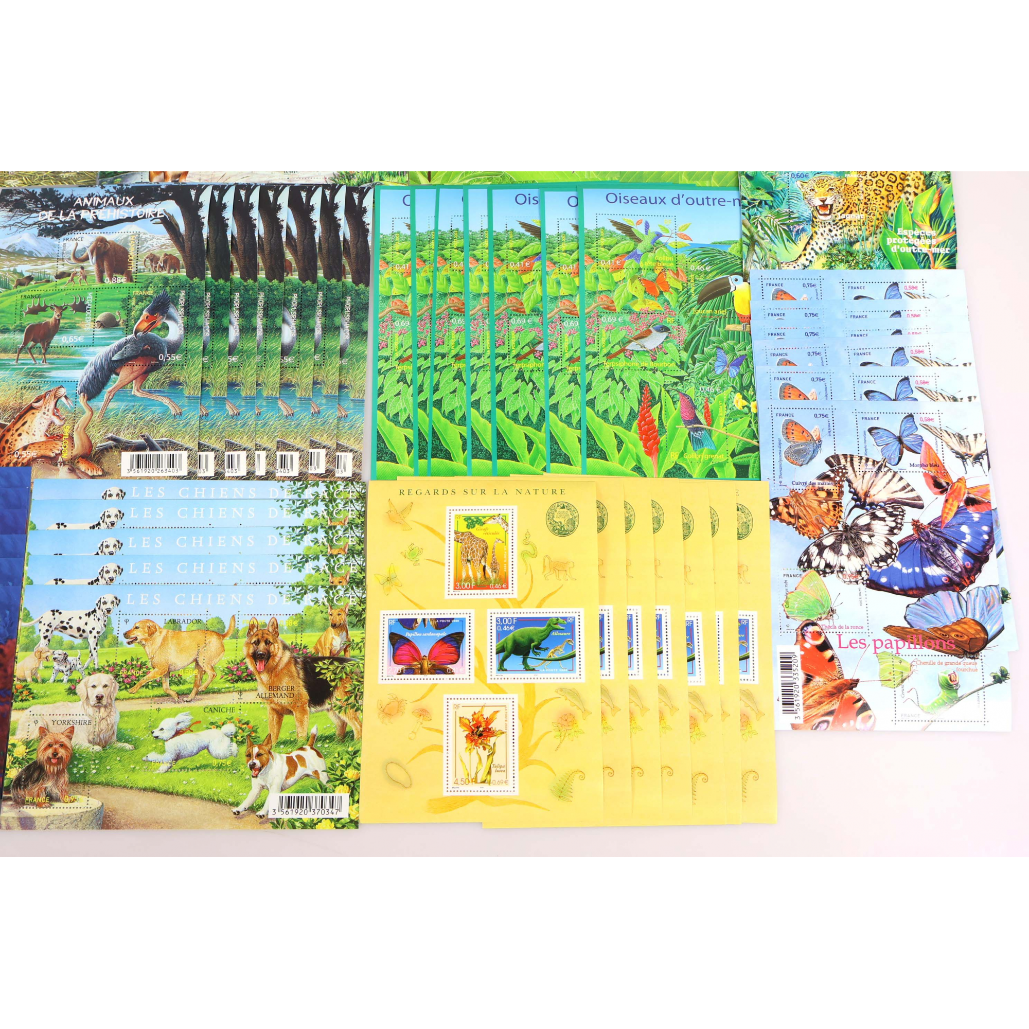 LOT DE BLOCS-FEUILLETS DE FRANCE THEME "ANIMAUX" TIMBRES NEUFS** FACIALE 227€