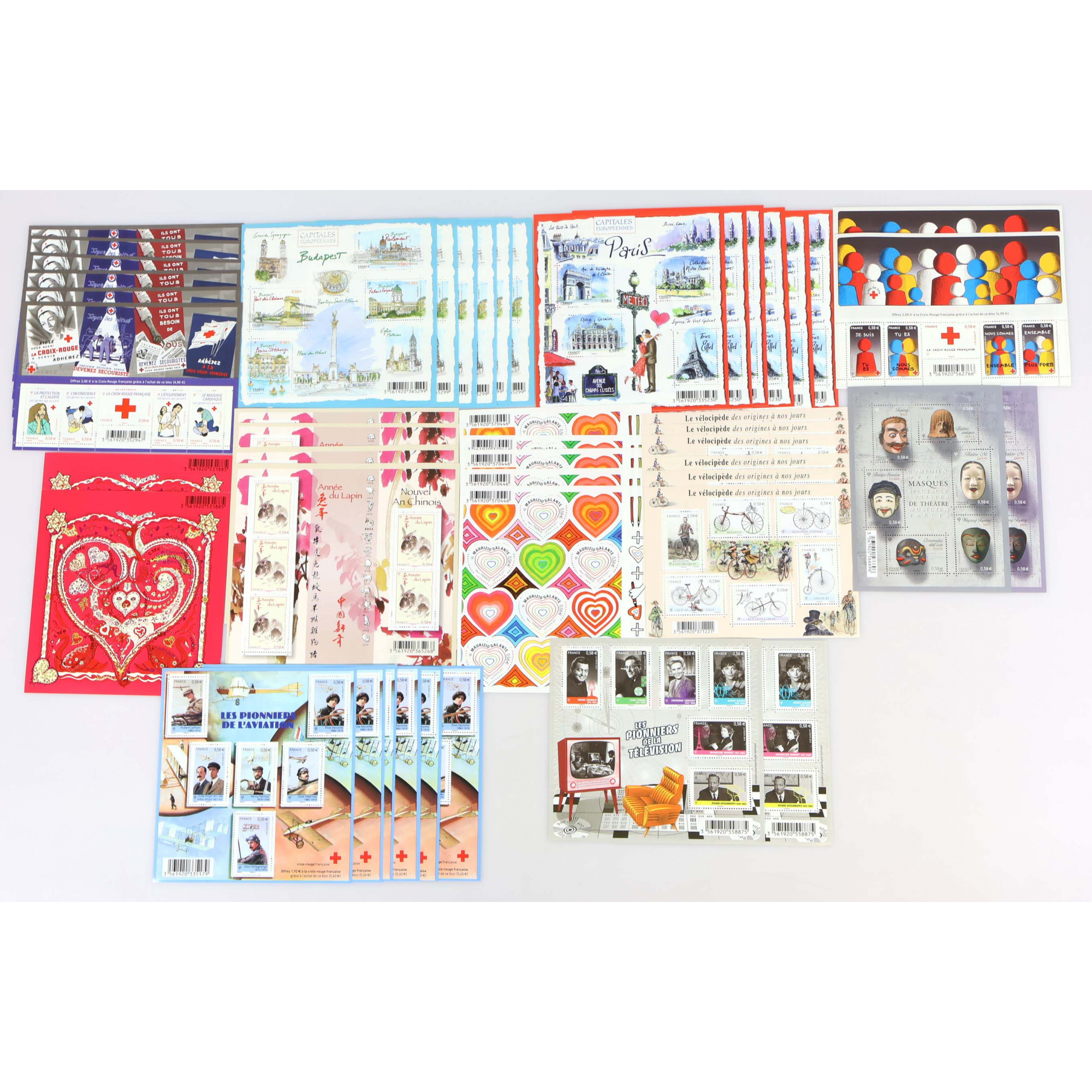 LOT DE BLOCS-FEUILLETS FRANCE ANNÉE 2010 À 2013 TIMBRES NEUFS** FACIALE 138€