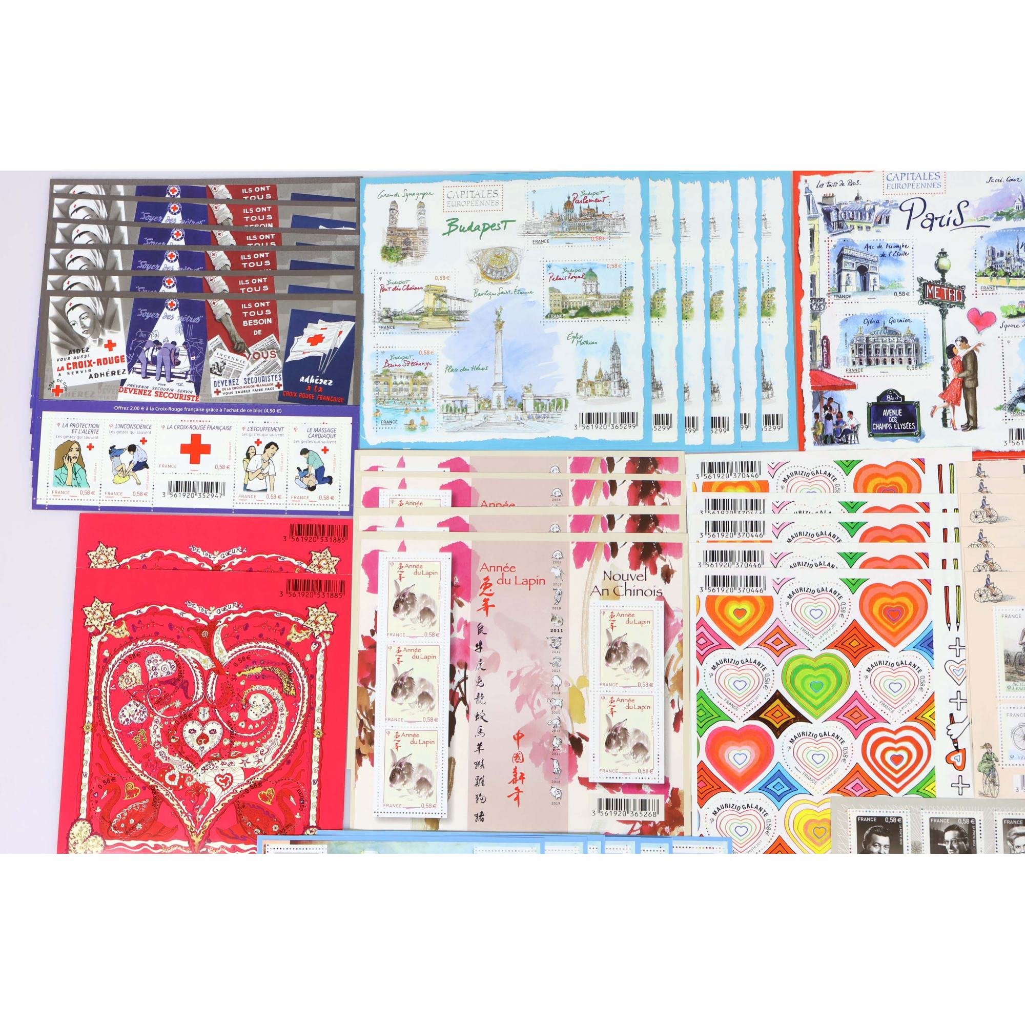 LOT DE BLOCS-FEUILLETS FRANCE ANNÉE 2010 À 2013 TIMBRES NEUFS** FACIALE 138€
