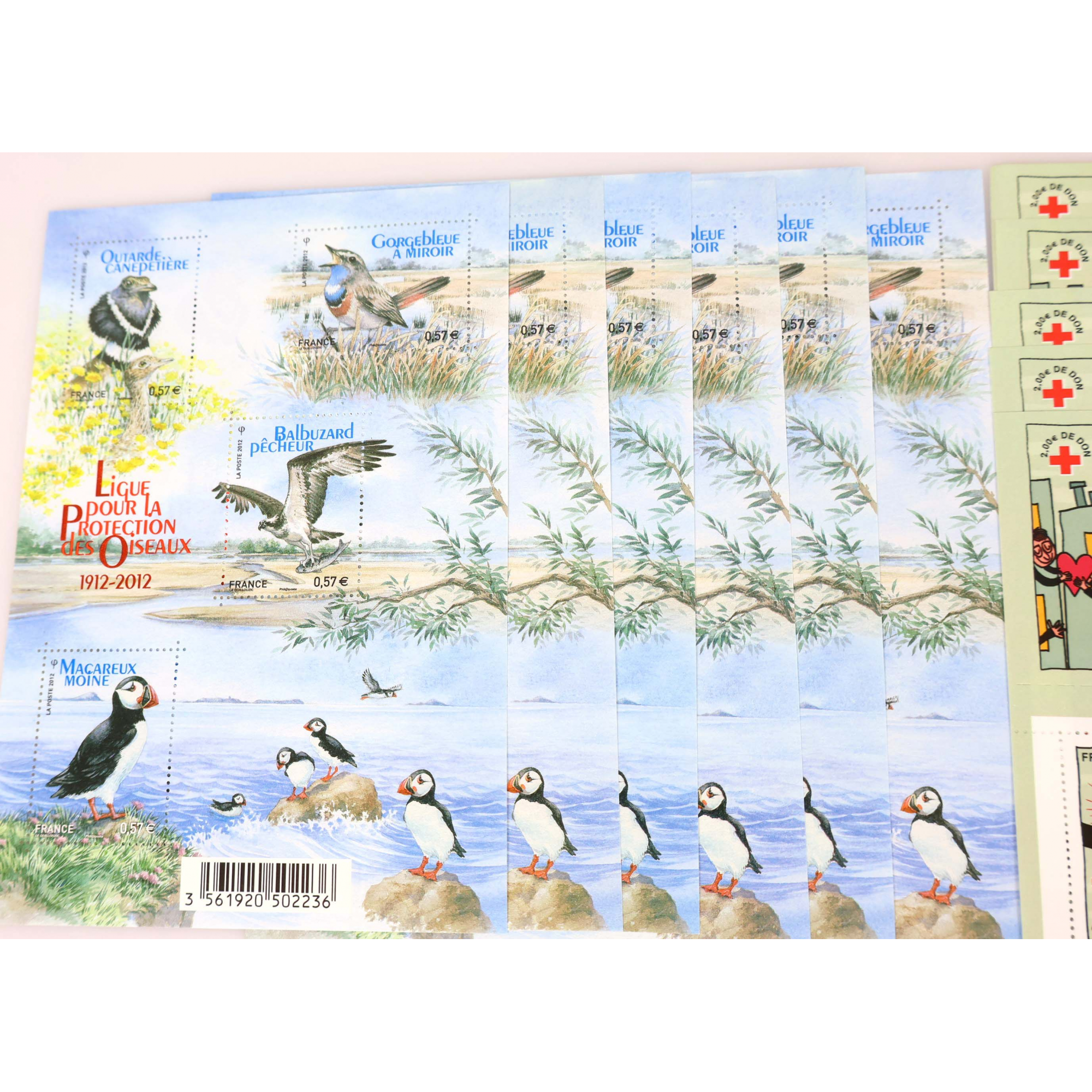 LOT DE 10 BLOCS-FEUILLETS FRANCE 4 × 0.57€ ANNÉE 2012 TIMBRES NEUFS FACIALE 22€