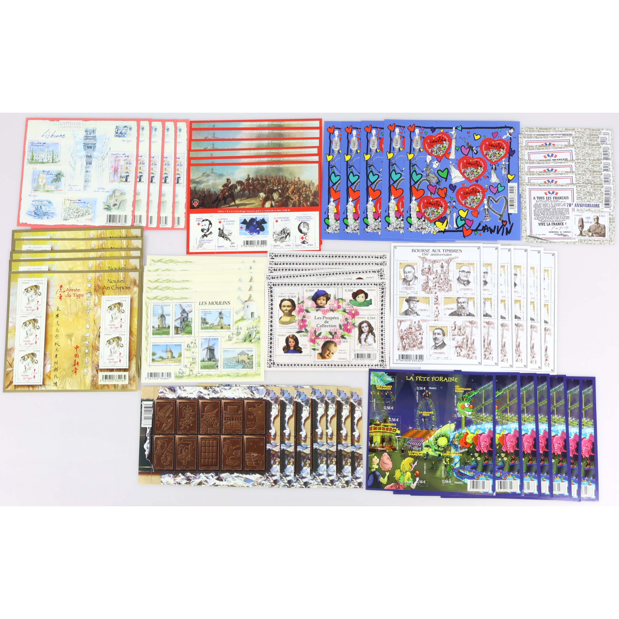 LOT DE BLOCS-FEUILLETS FRANCE ANNÉES 2009 ET 2010 TIMBRES NEUFS** FACIALE 175€