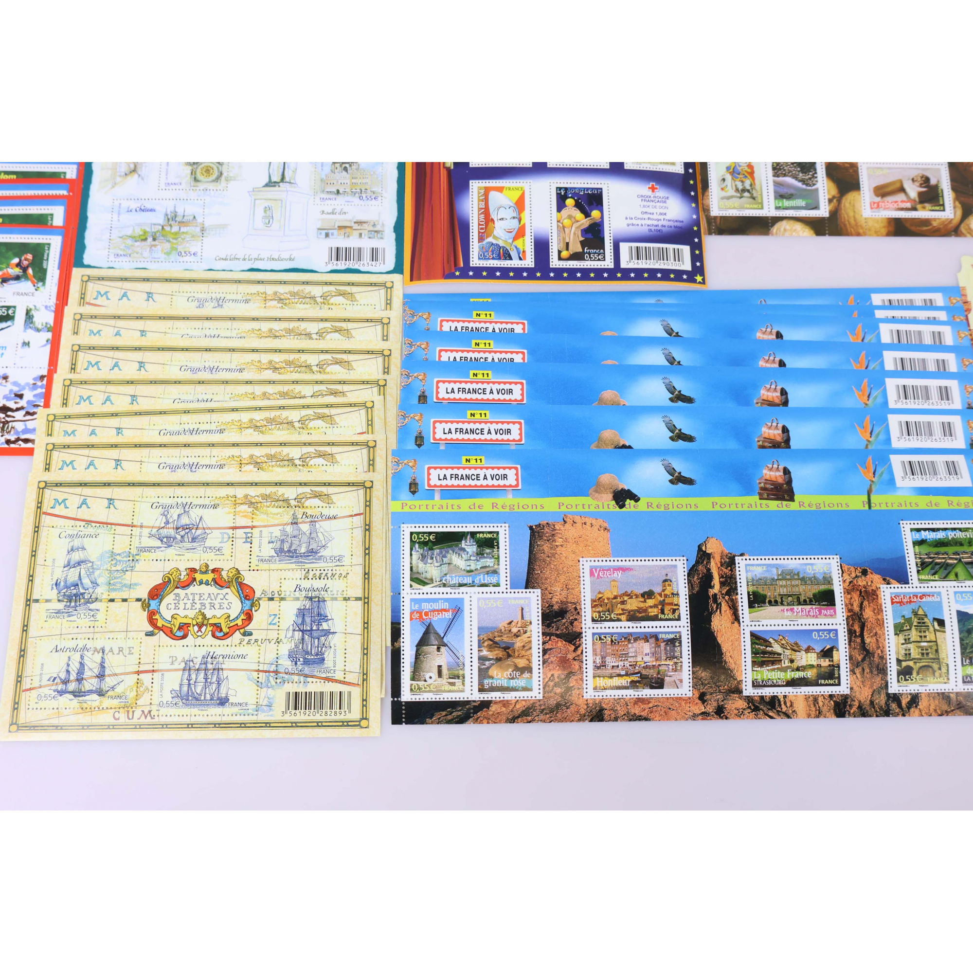 LOT DE BLOCS-FEUILLETS FRANCE ANNÉES 2008 ET 2009 TIMBRES NEUFS** FACIALE 203€