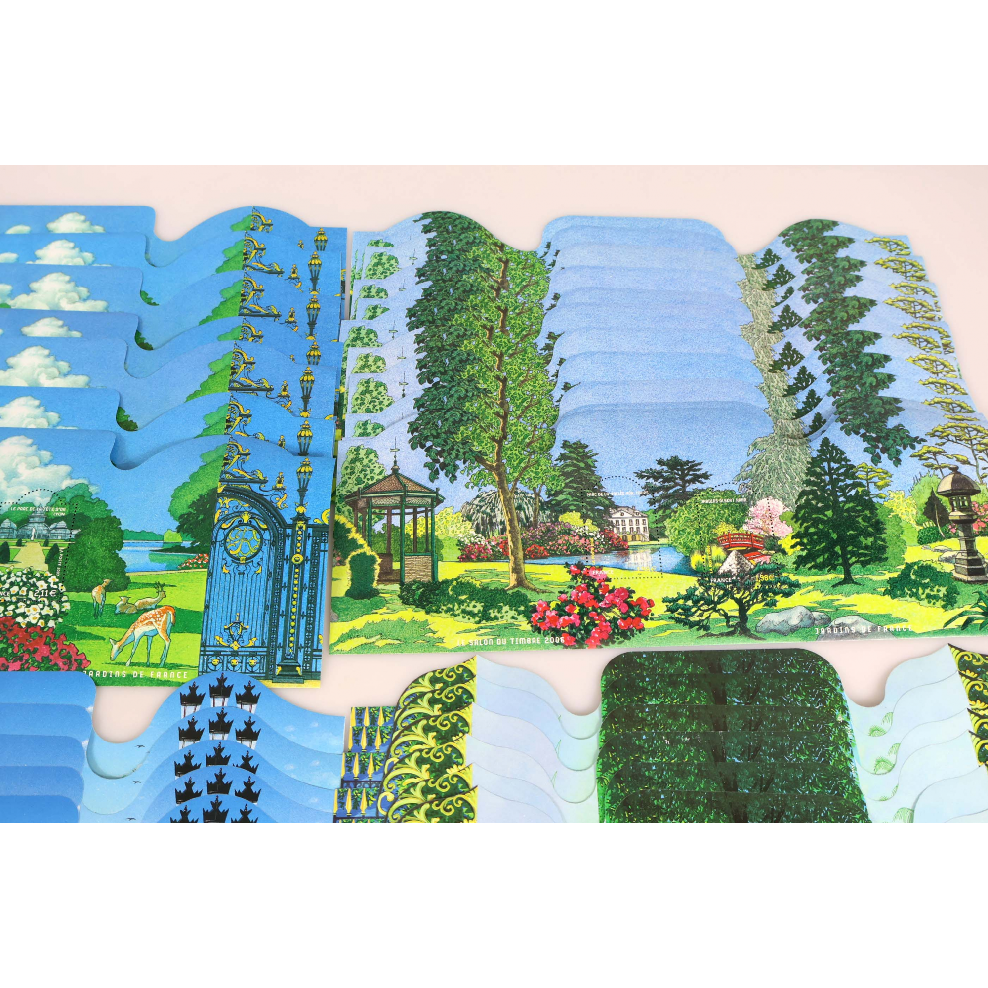 LOT DE BLOCS-FEUILLETS GRD FORMAT "JARDINS DE FRANCE" TIMBRES NEUFS FACIALE 200€