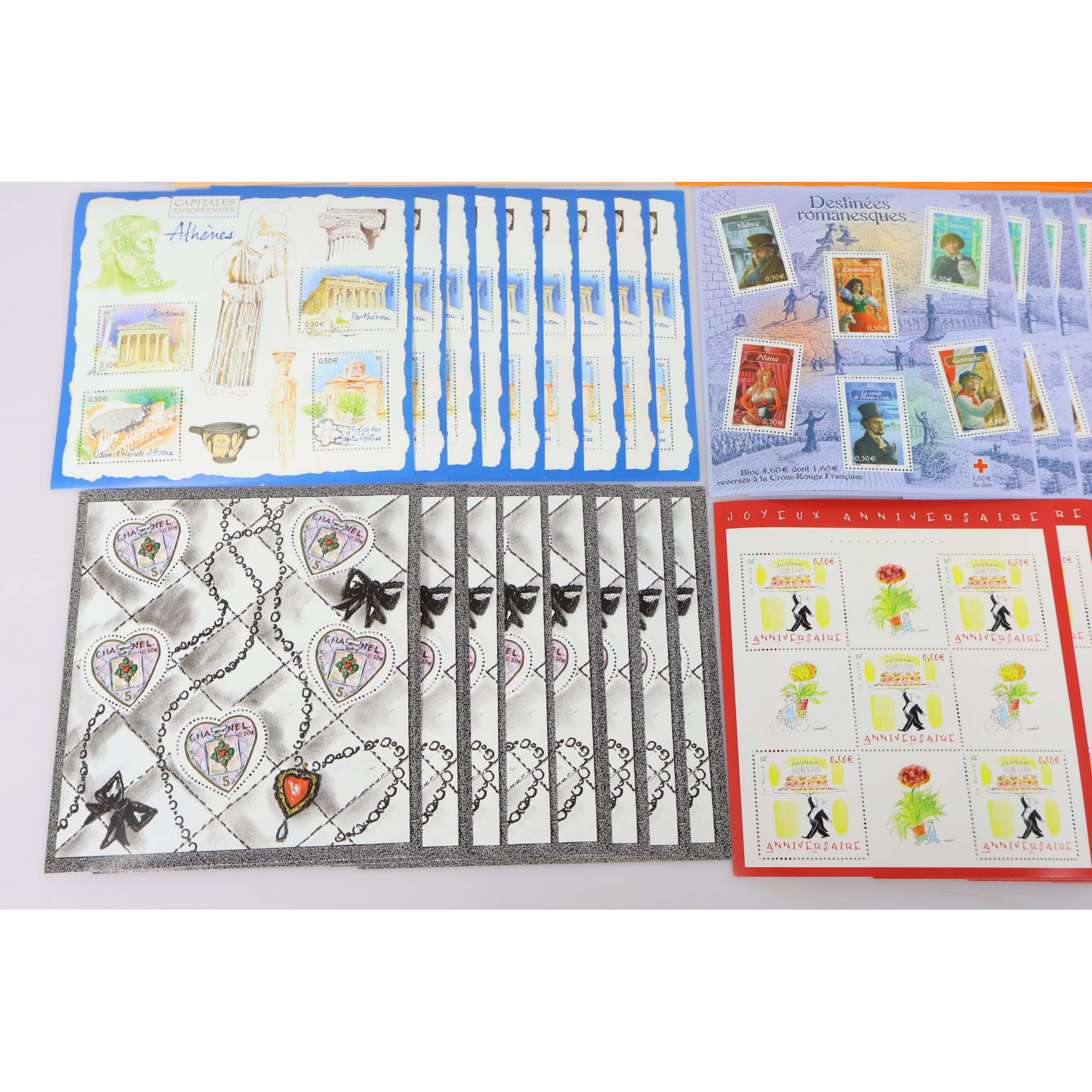 LOT DE BLOCS-FEUILLETS FRANCE ANNÉES 2003 ET 2004 TIMBRES NEUFS** FACIALE 136€