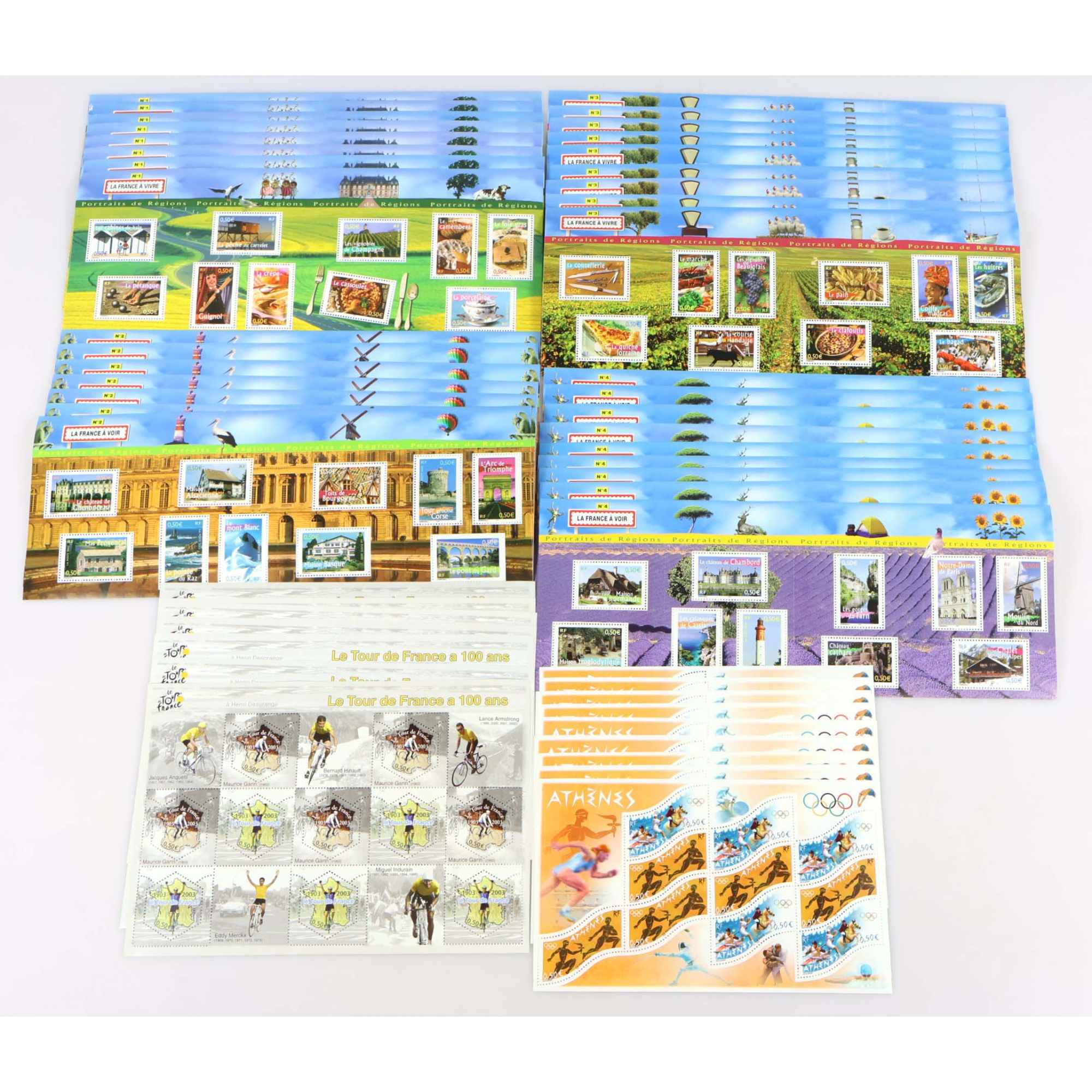 LOT DE 49 BLOCS-FEUILLETS DE FRANCE 10 × 0.45€ TIMBRES NEUFS** FACIALE 245€