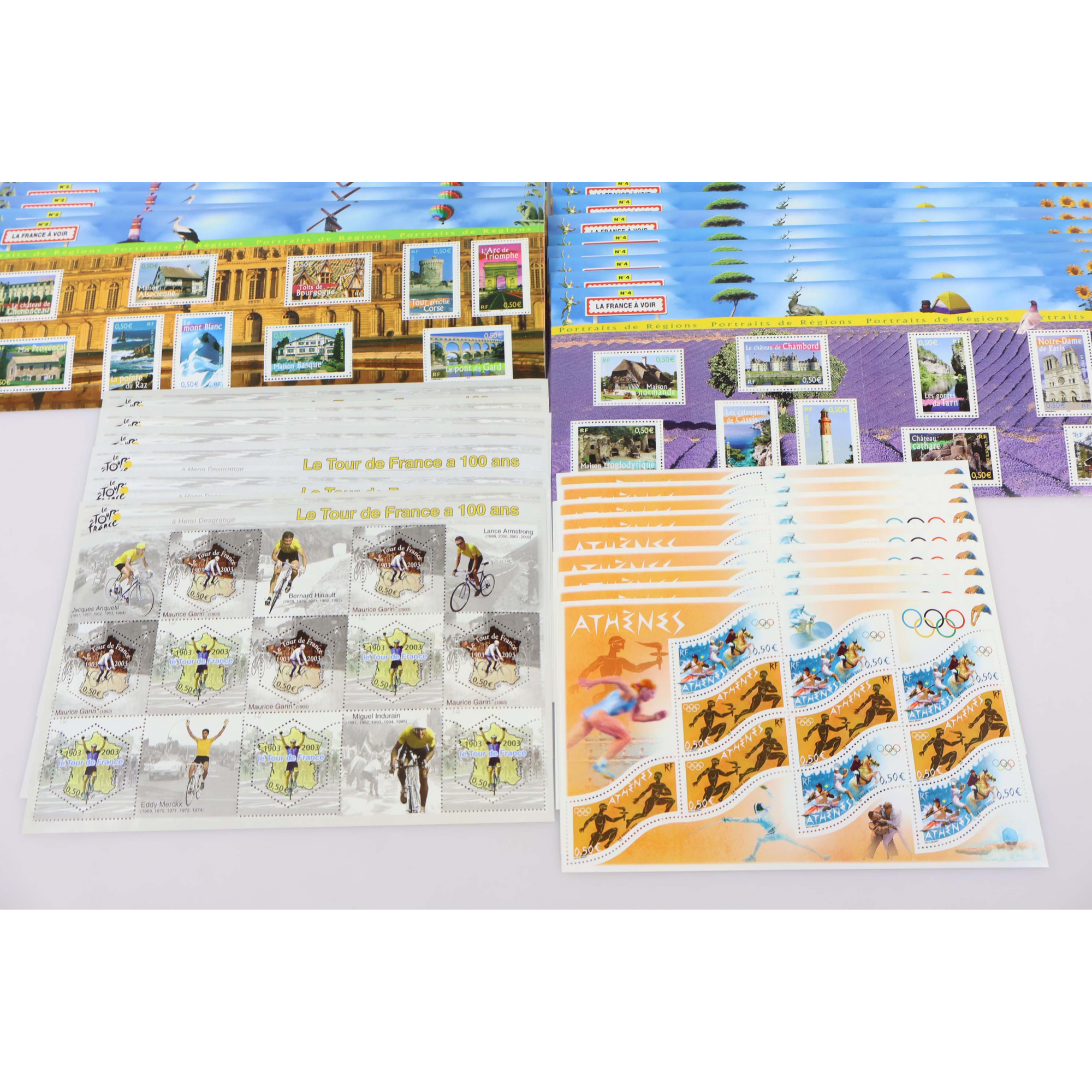 LOT DE 49 BLOCS-FEUILLETS DE FRANCE 10 × 0.45€ TIMBRES NEUFS** FACIALE 245€