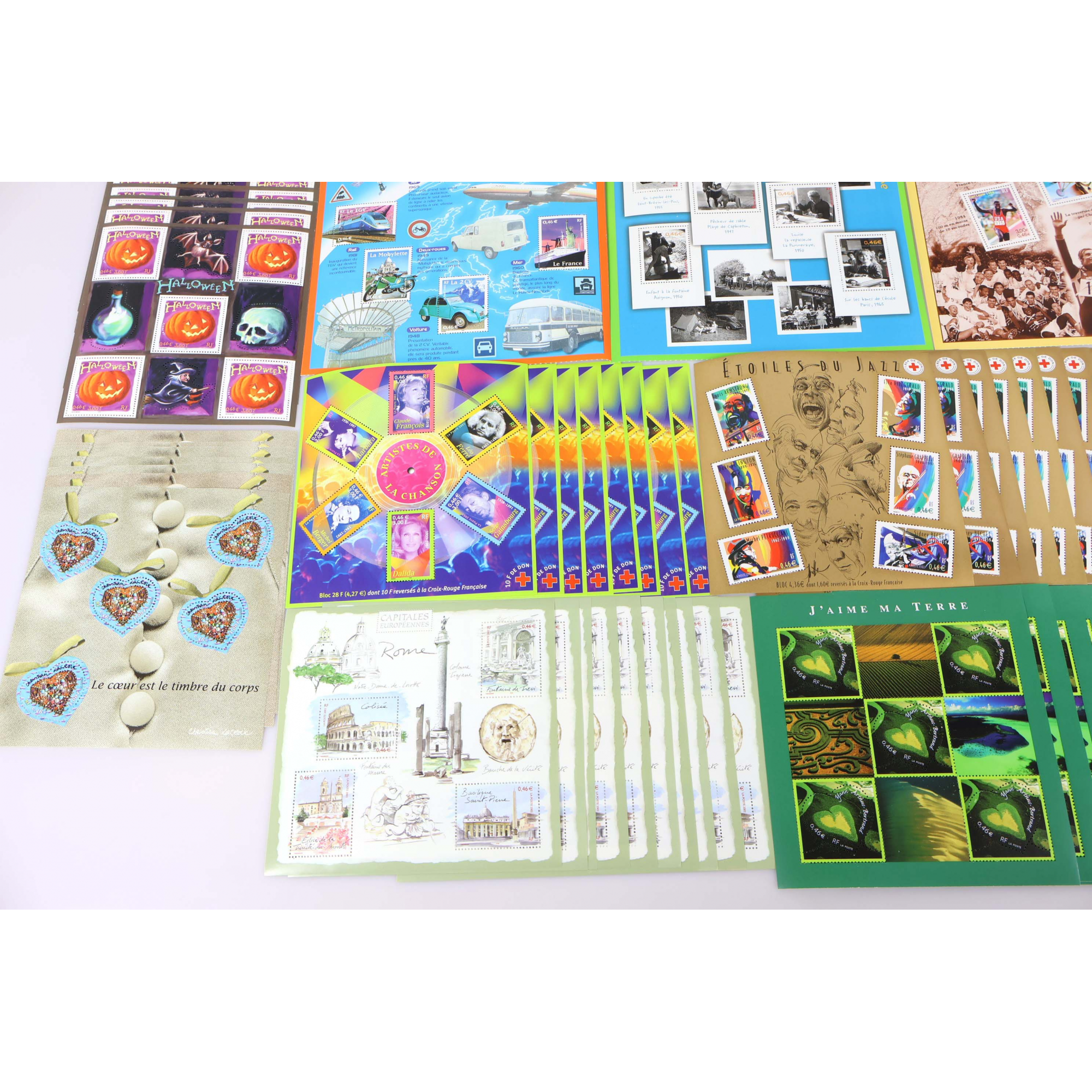 LOT DE BLOCS-FEUILLETS DE FRANCE EN EUROS TIMBRES NEUFS** FACIALE 173€