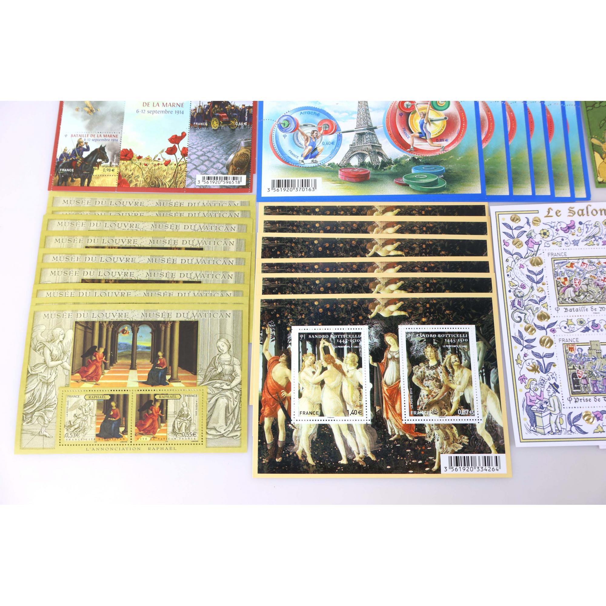 LOT DE BLOCS-FEUILLETS DE FRANCE COLLECTION/AFFR TIMBRES NEUFS** FACIALE 160€