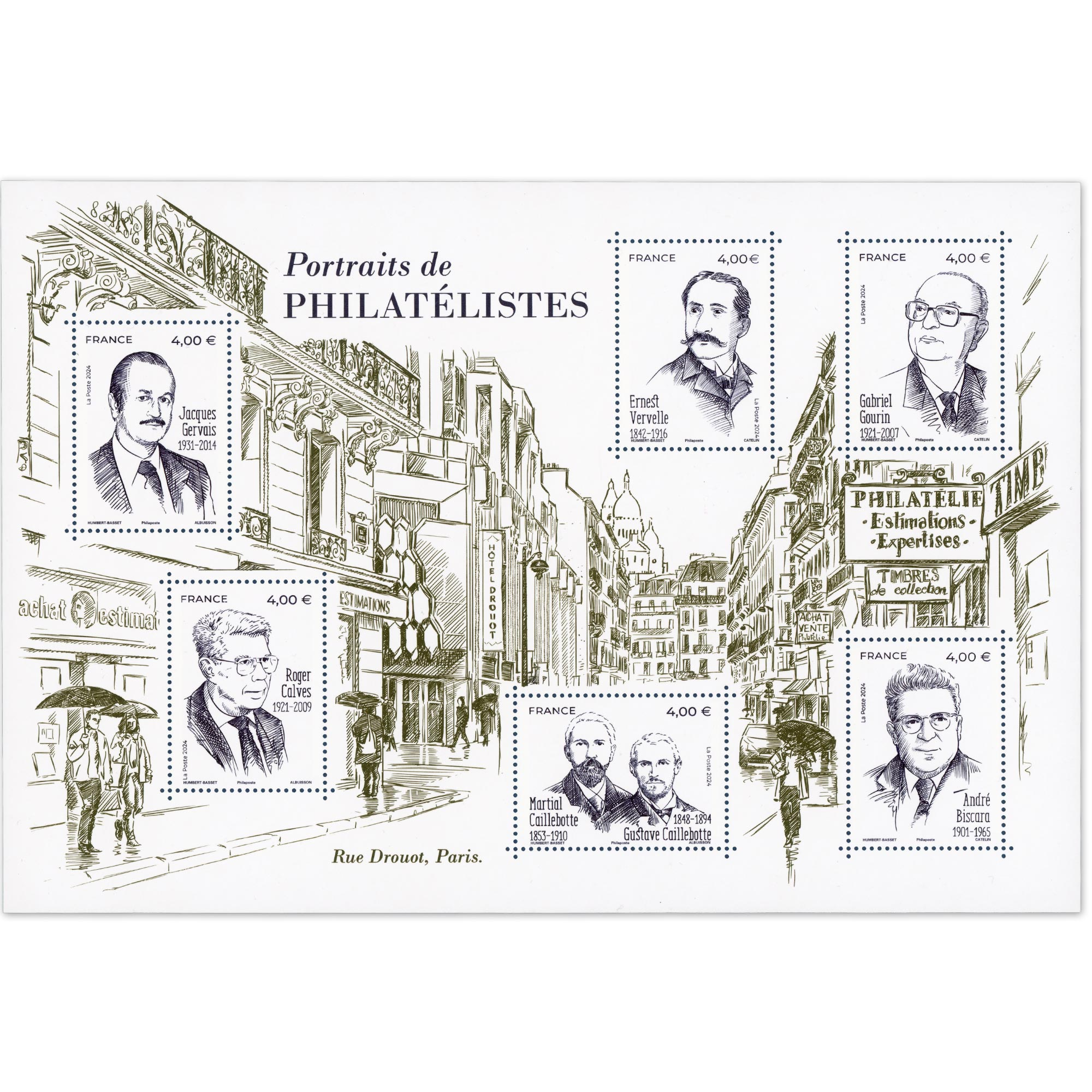 FEUILLET N°F5828 "PORTRAITS DE PHILATÉLISTES" TIMBRES DE FR NEUFS** ANNÉE 2024