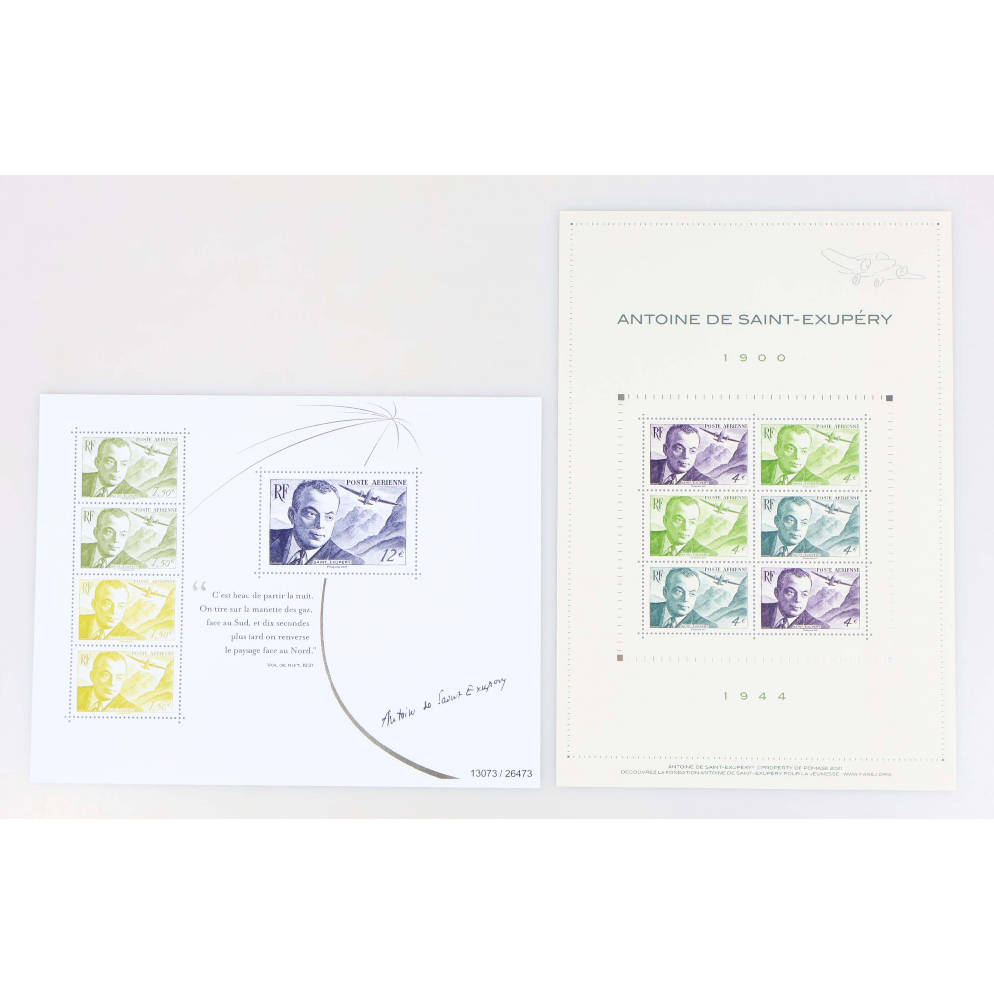 FRANCE, POSTE AÉRIENNE F86/F89, 2 BLOCS ANTOINE DE SAINT-EXUPÉRY NEUFS** - 2021