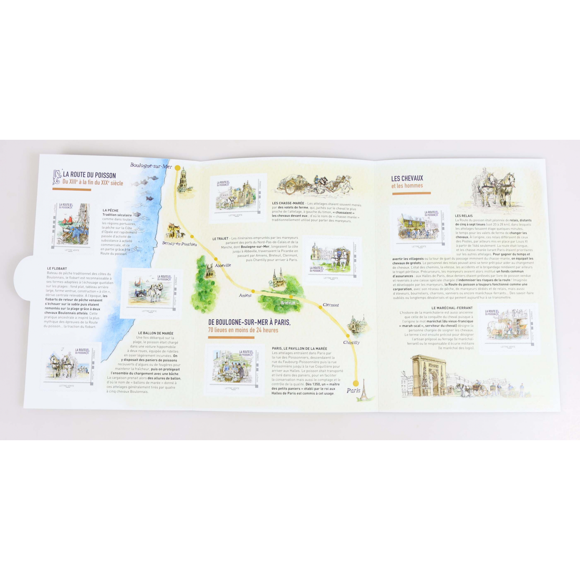 FEUILLET COLLECTOR N°COL442 "LA ROUTE DU POISSON" TIMBRES FRANCE ANNÉE 2021