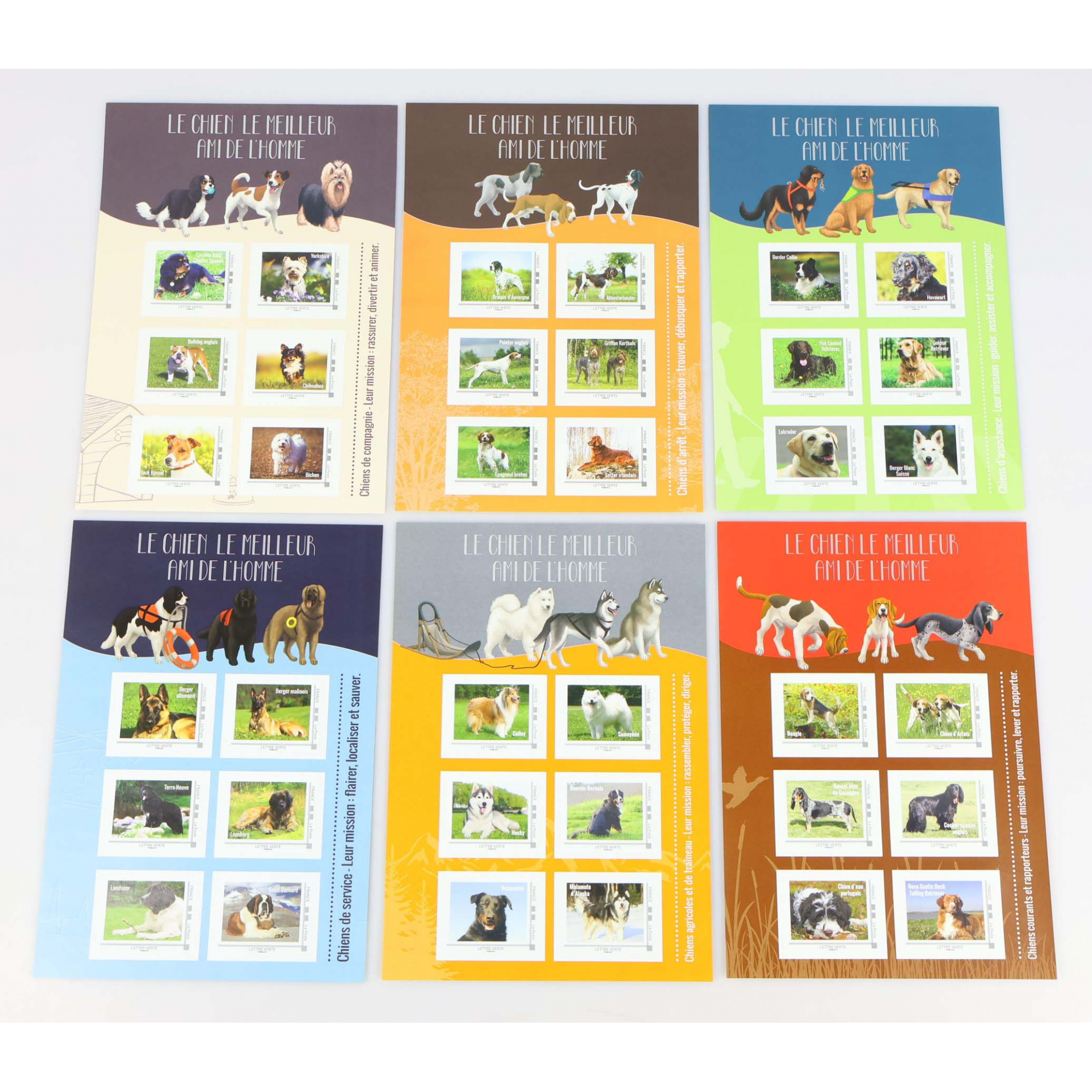 6 FEUILLETS COLLECTORS "LE CHIEN" TIMBRES FRANCE AUTOADHÉSIFS ANNÉE 2016