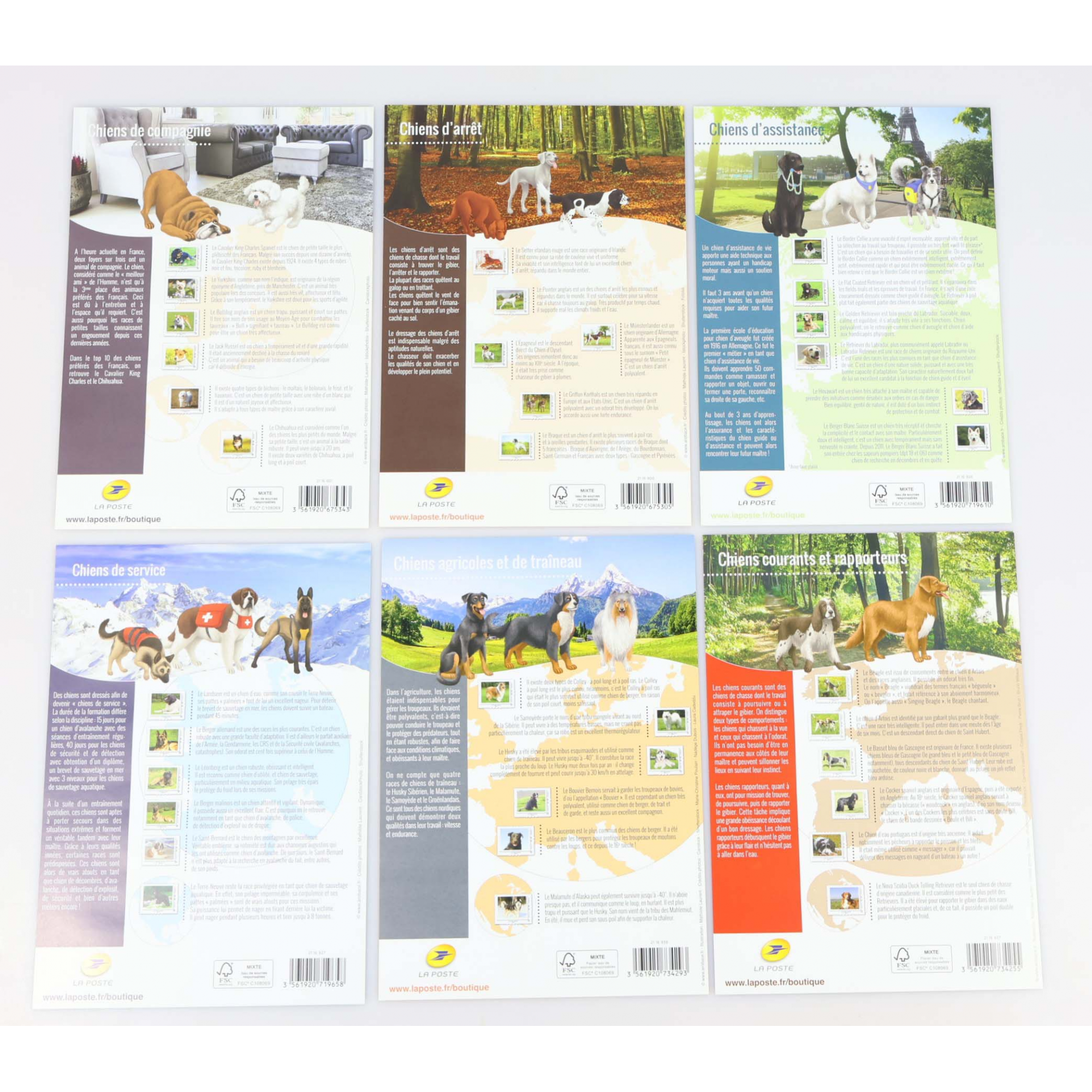 6 FEUILLETS COLLECTORS "LE CHIEN" TIMBRES FRANCE AUTOADHÉSIFS ANNÉE 2016