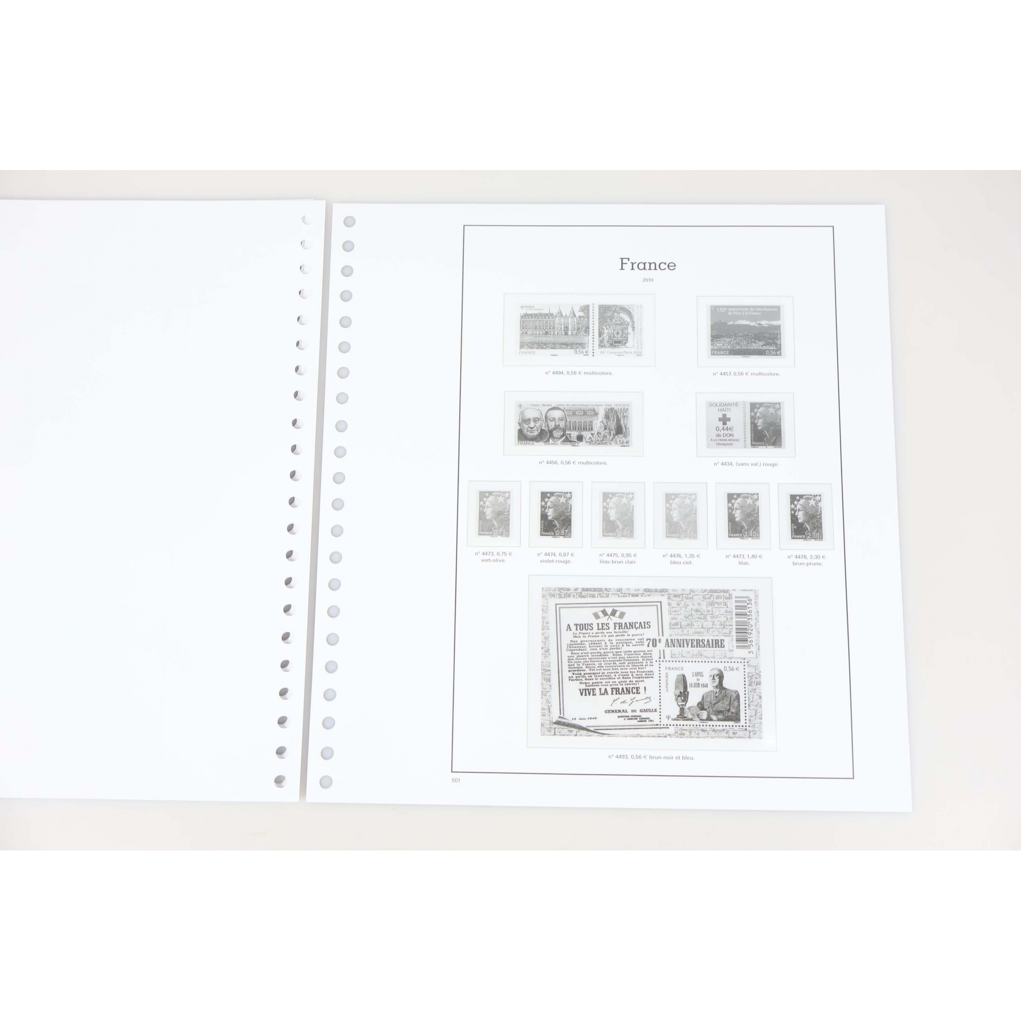 FEUILLES PRÉ-IMPRIMÉES YVERT ET TELLIER COMPLET DE 2010 À 2012 POUR COLL FRANCE